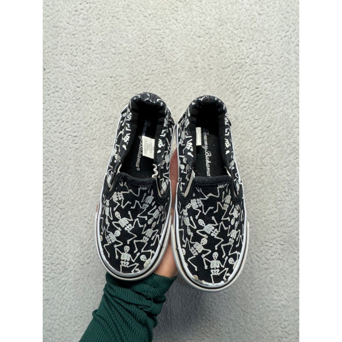 Black & White Skeleton Print Slip On Sneakers Canvas Shoes #50B