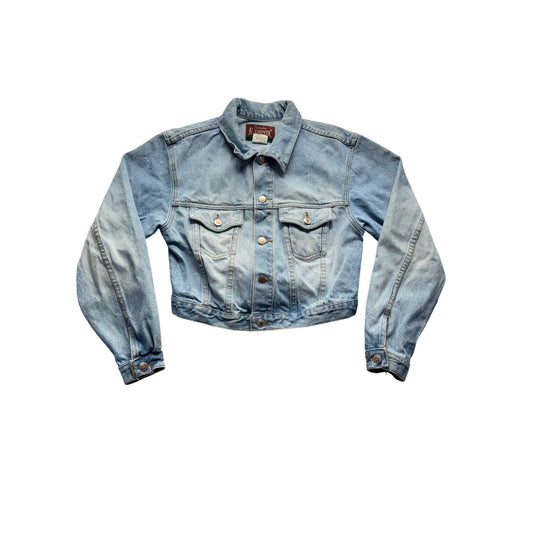 Vintage Cropped Light Wash Denim Jacket #7750