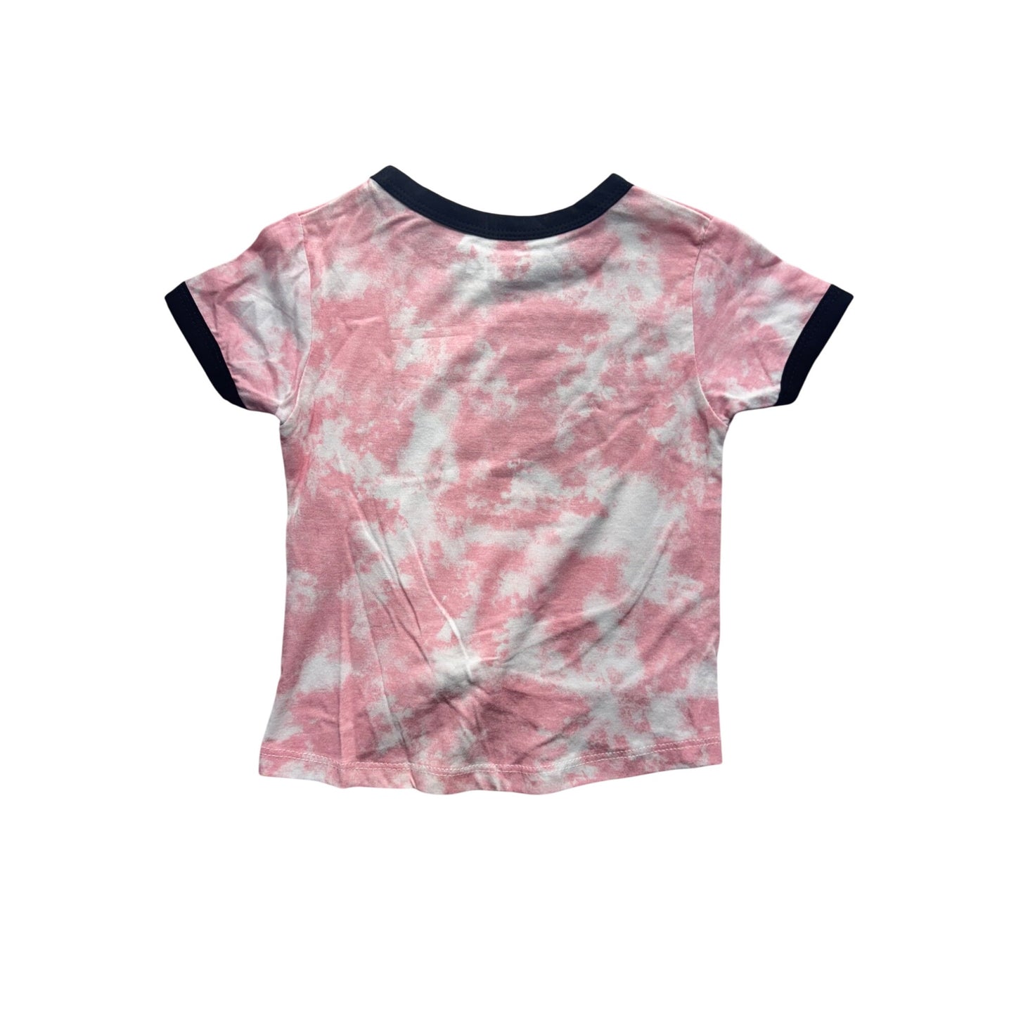 Queen Bee Tie-Dye Graphic Knot Front Tee Pink Sparkle Size 4 Cotton #9335