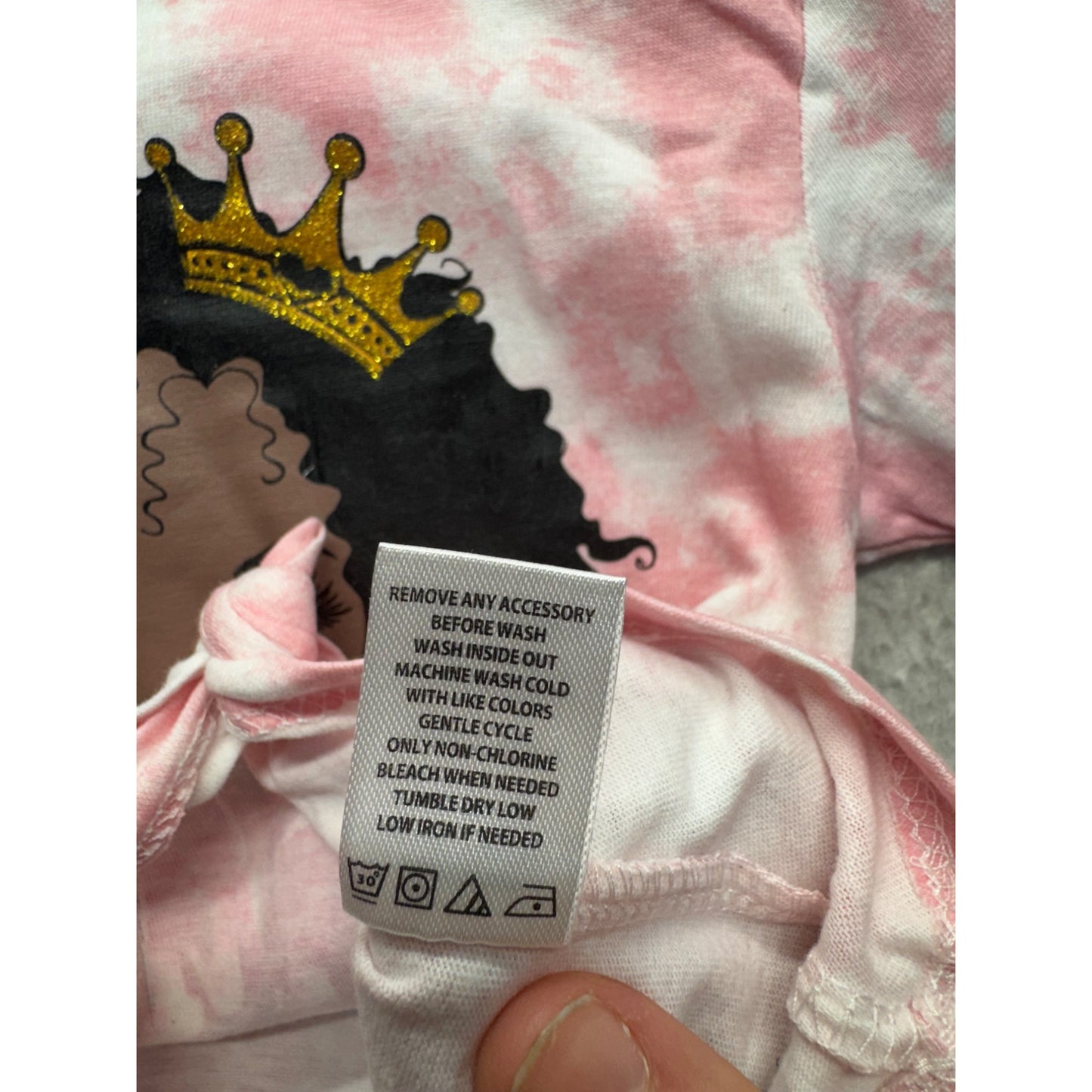 Queen Bee Tie-Dye Graphic Knot Front Tee Pink Sparkle Size 4 Cotton #9335