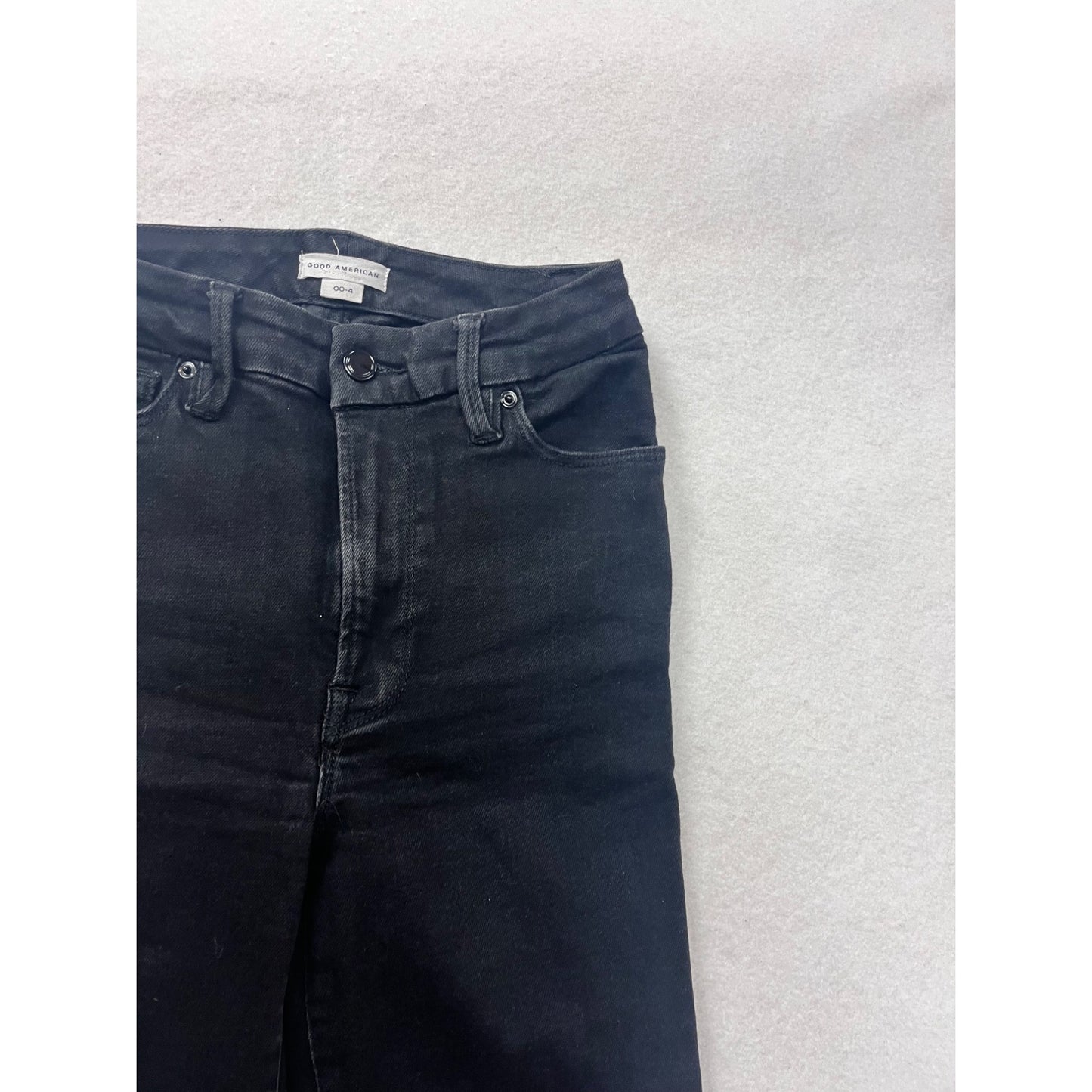 Good American Womens Black Straight-Leg Jeans Size 00-4 #8886
