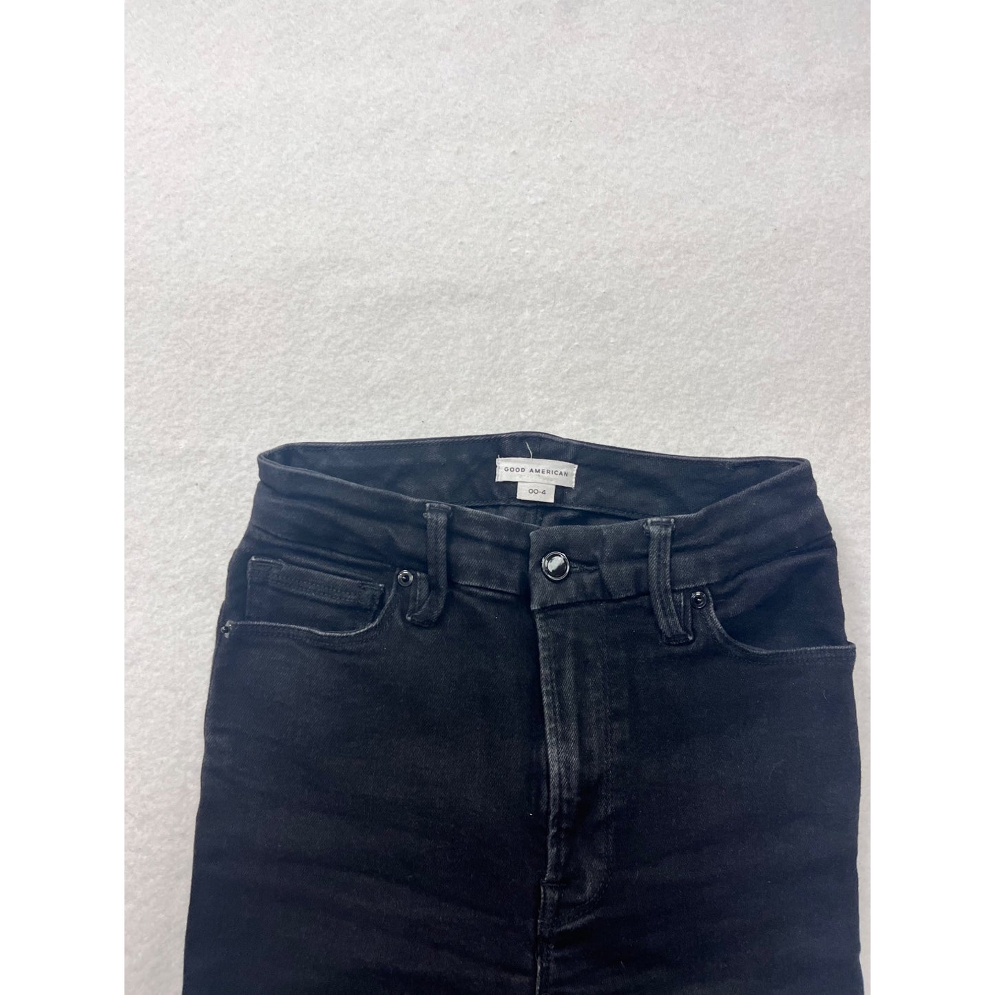 Good American Womens Black Straight-Leg Jeans Size 00-4 #8886