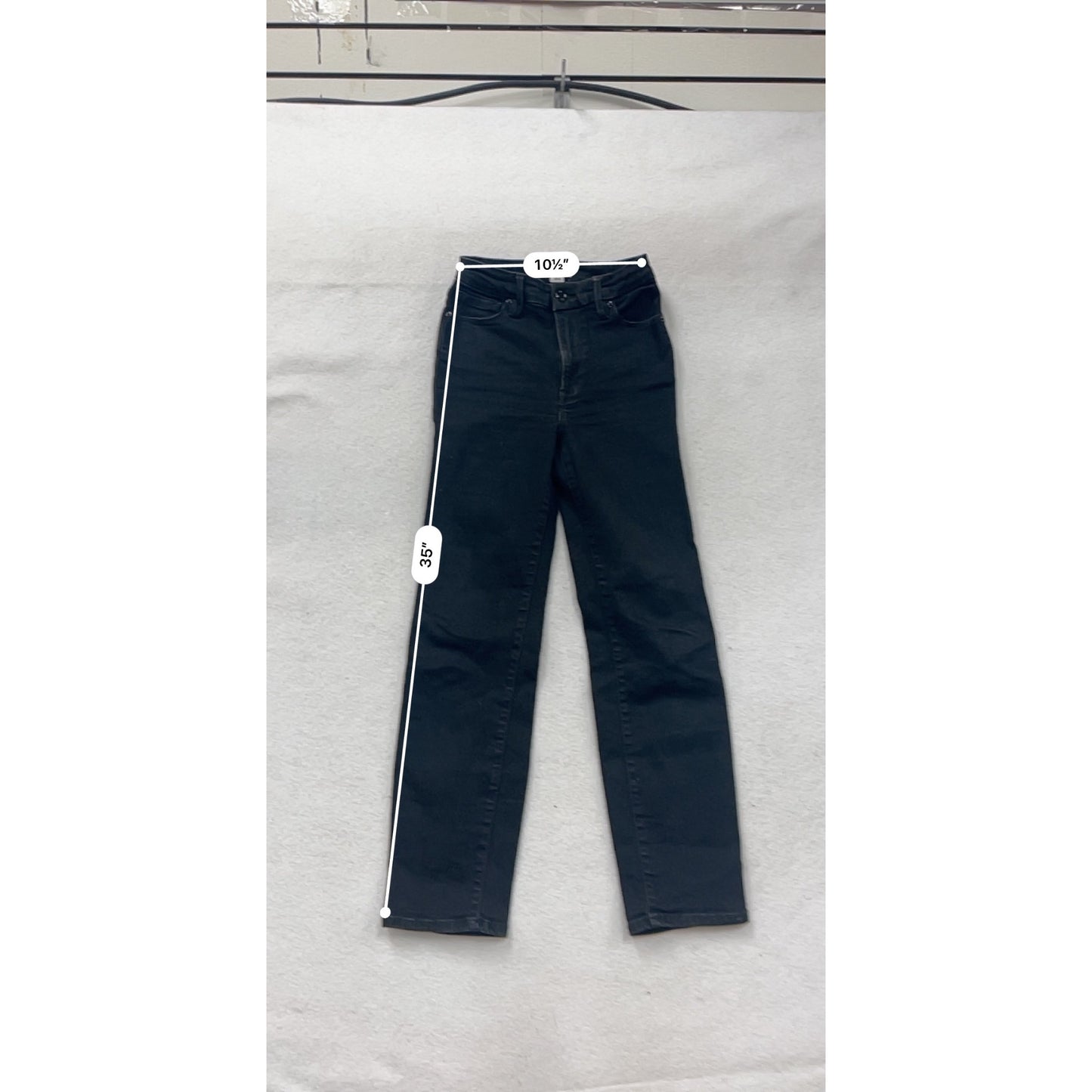 Good American Womens Black Straight-Leg Jeans Size 00-4 #8886