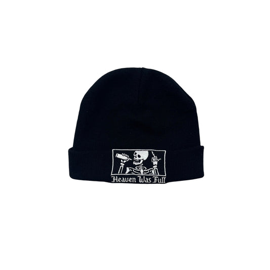 Spencers "Heaven Was Full" Black Acrylic Beanie OSFM #8352