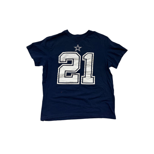 Nike Ezekiel Elliott Dallas Cowboys T-Shirt Size L Navy Blue Cotton #8358