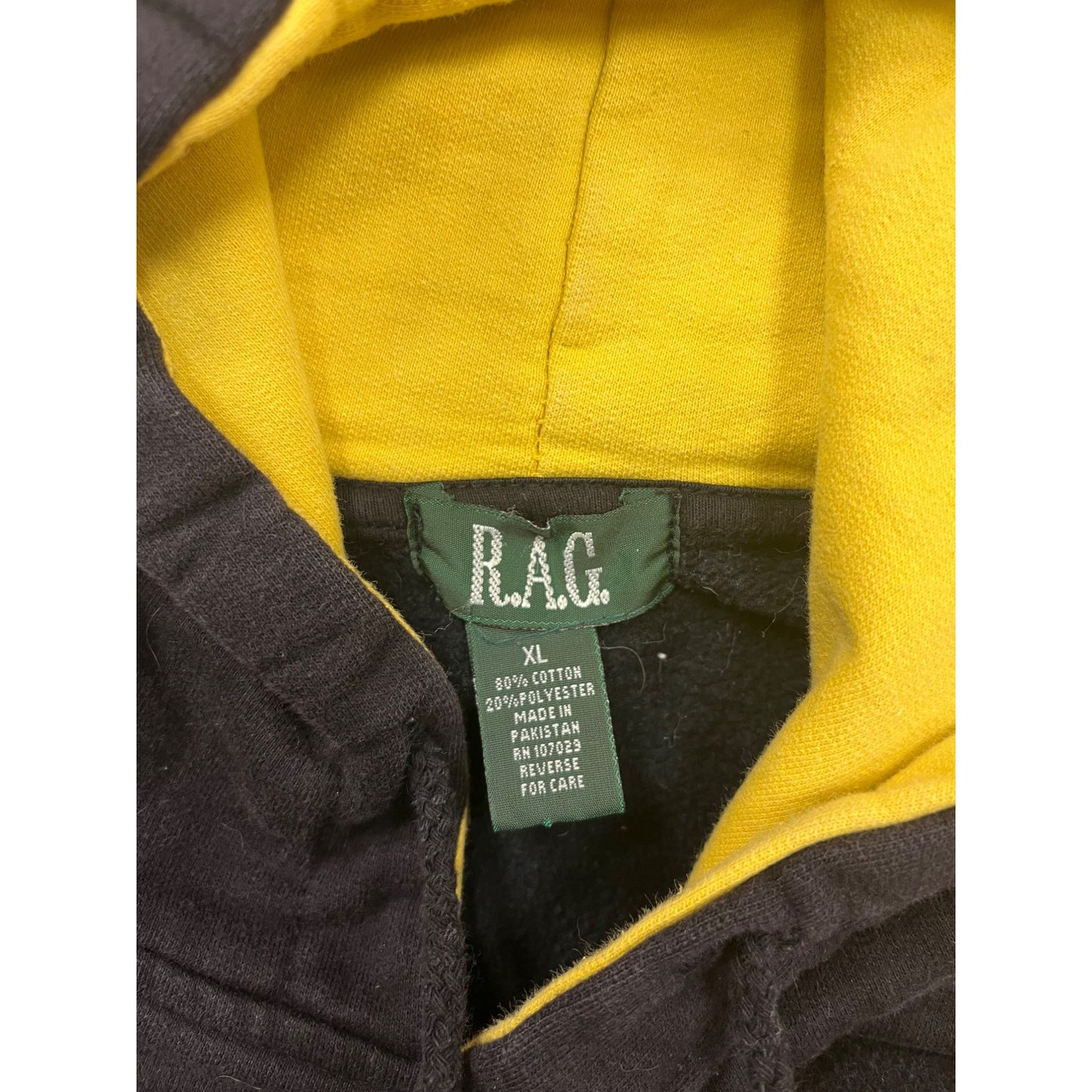 Black & Yellow "New York" Hoodie By R.A.G. Mens XL #8270