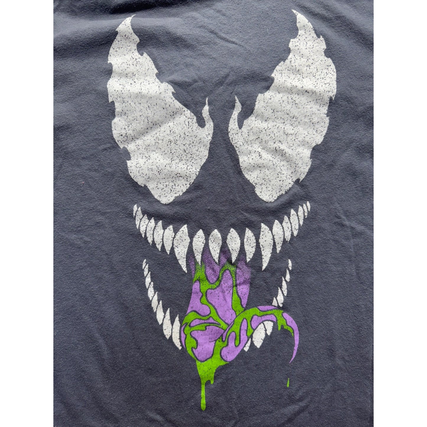 Marvel Venom Graphic Long Sleeve T-Shirt Charcoal Distressed Print XL #9561