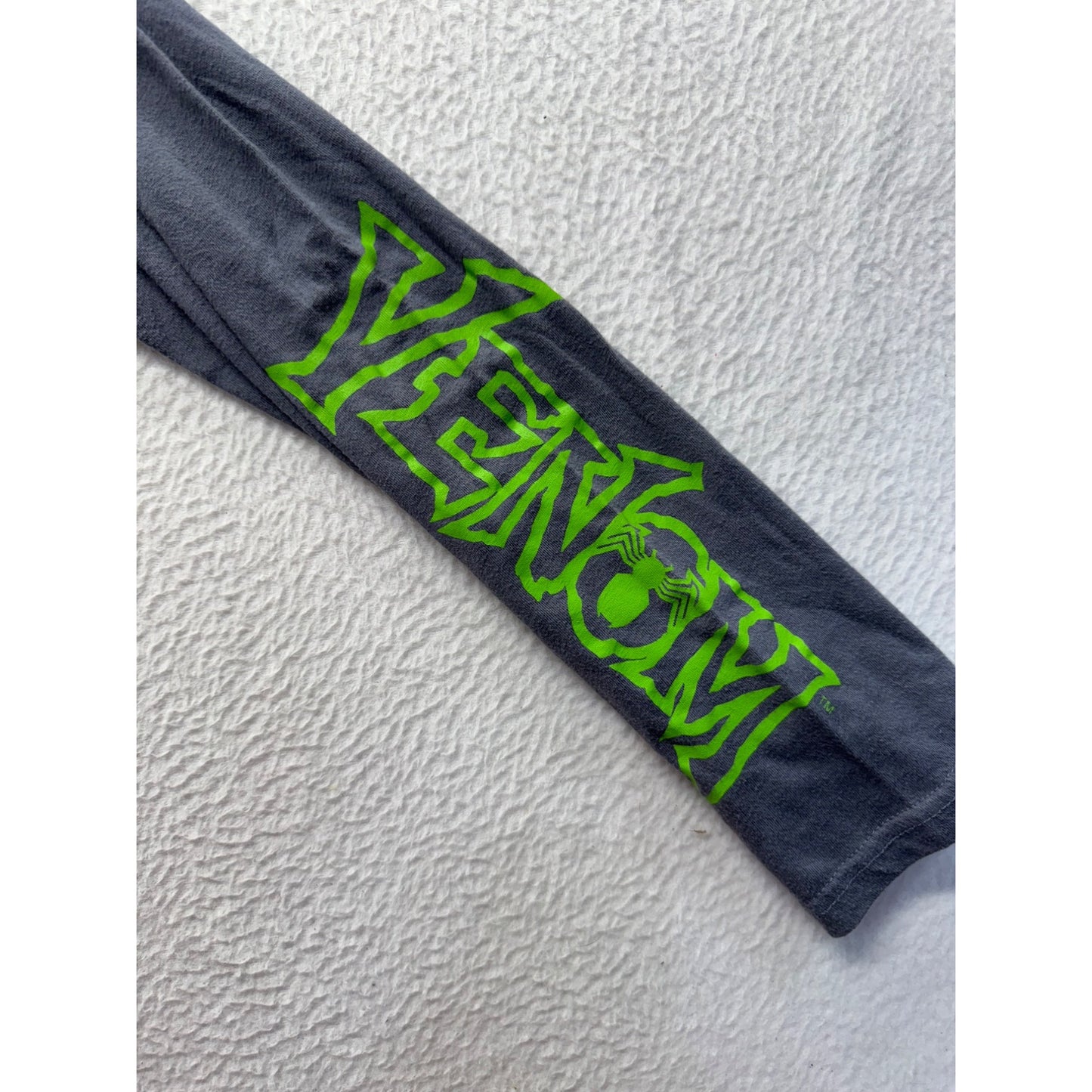 Marvel Venom Graphic Long Sleeve T-Shirt Charcoal Distressed Print XL #9561