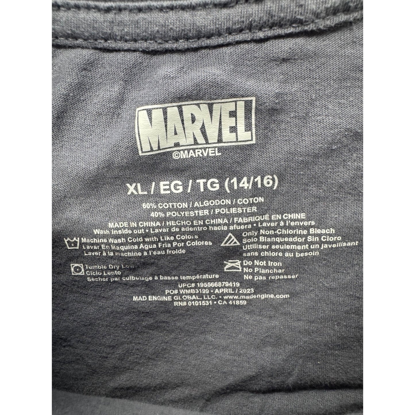 Marvel Venom Graphic Long Sleeve T-Shirt Charcoal Distressed Print XL #9561