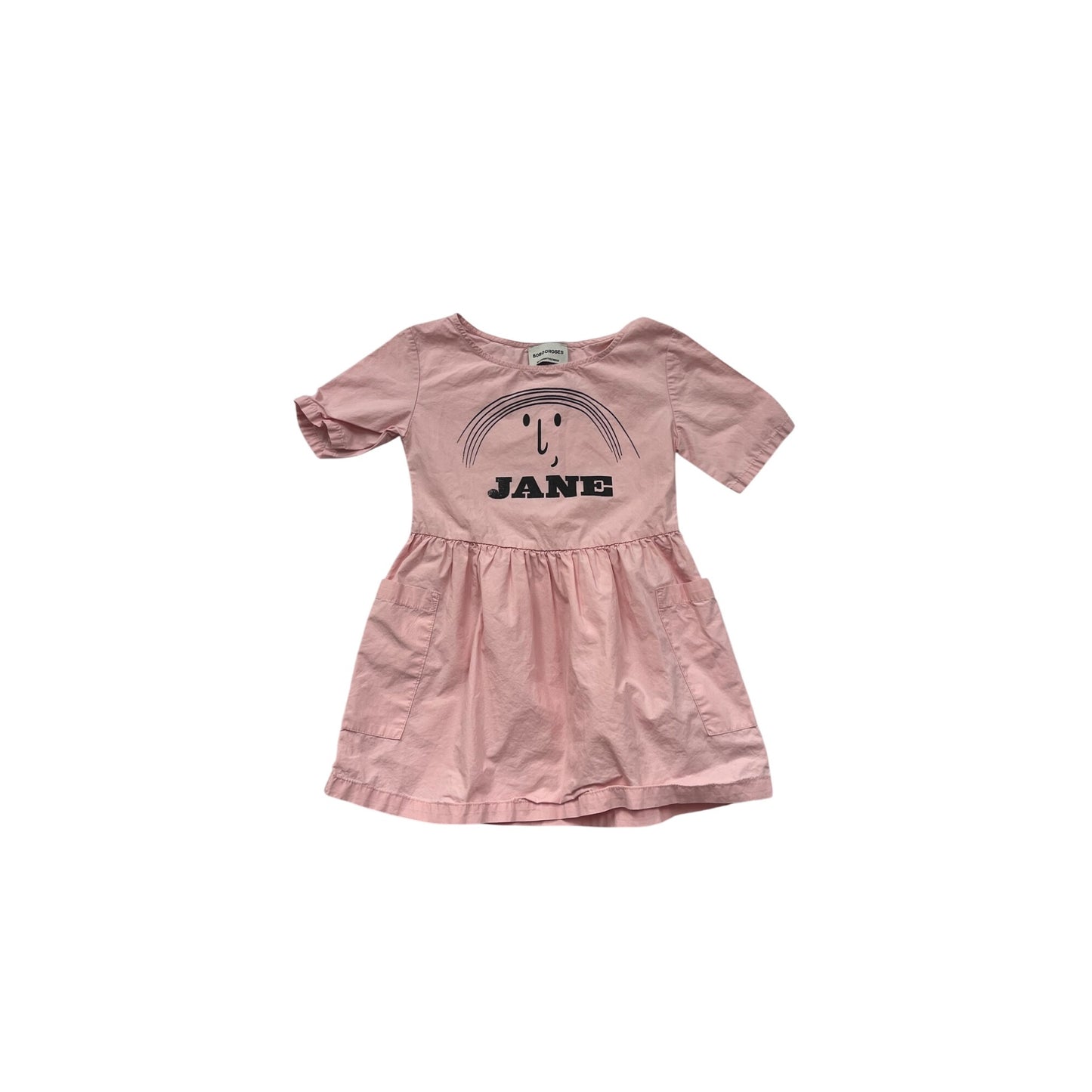BoBoChoses Girls Organic Cotton Dress Pink Rainbow Print 18-24M #8189