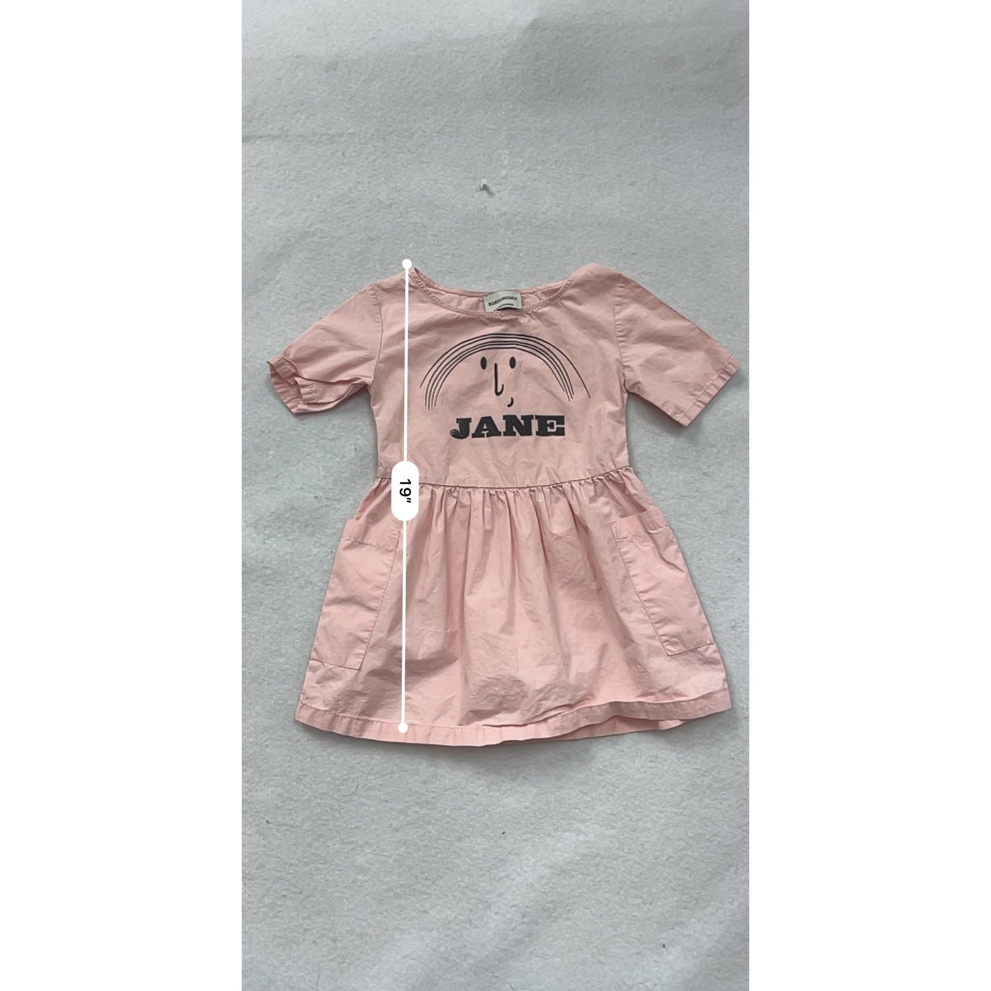 BoBoChoses Girls Organic Cotton Dress Pink Rainbow Print 18-24M #8189