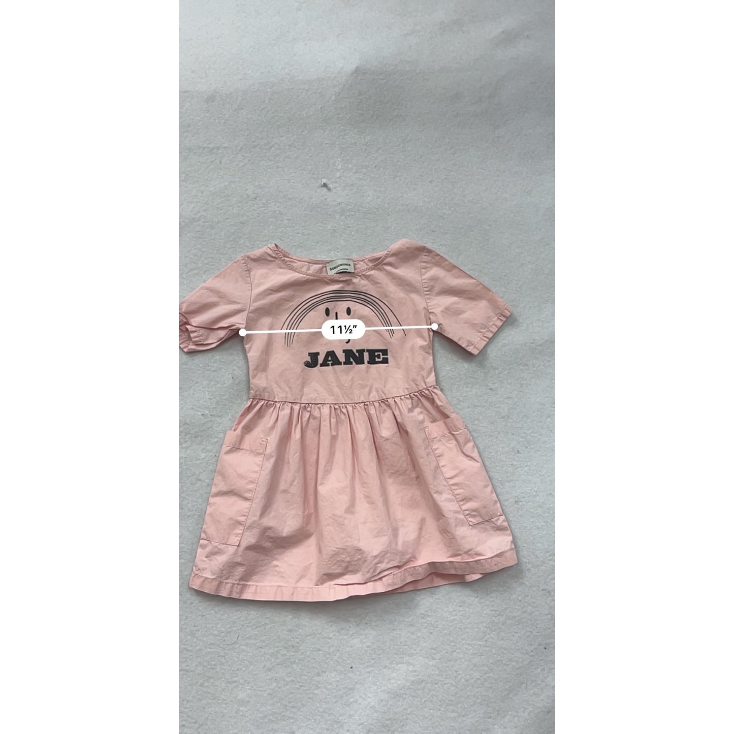 BoBoChoses Girls Organic Cotton Dress Pink Rainbow Print 18-24M #8189