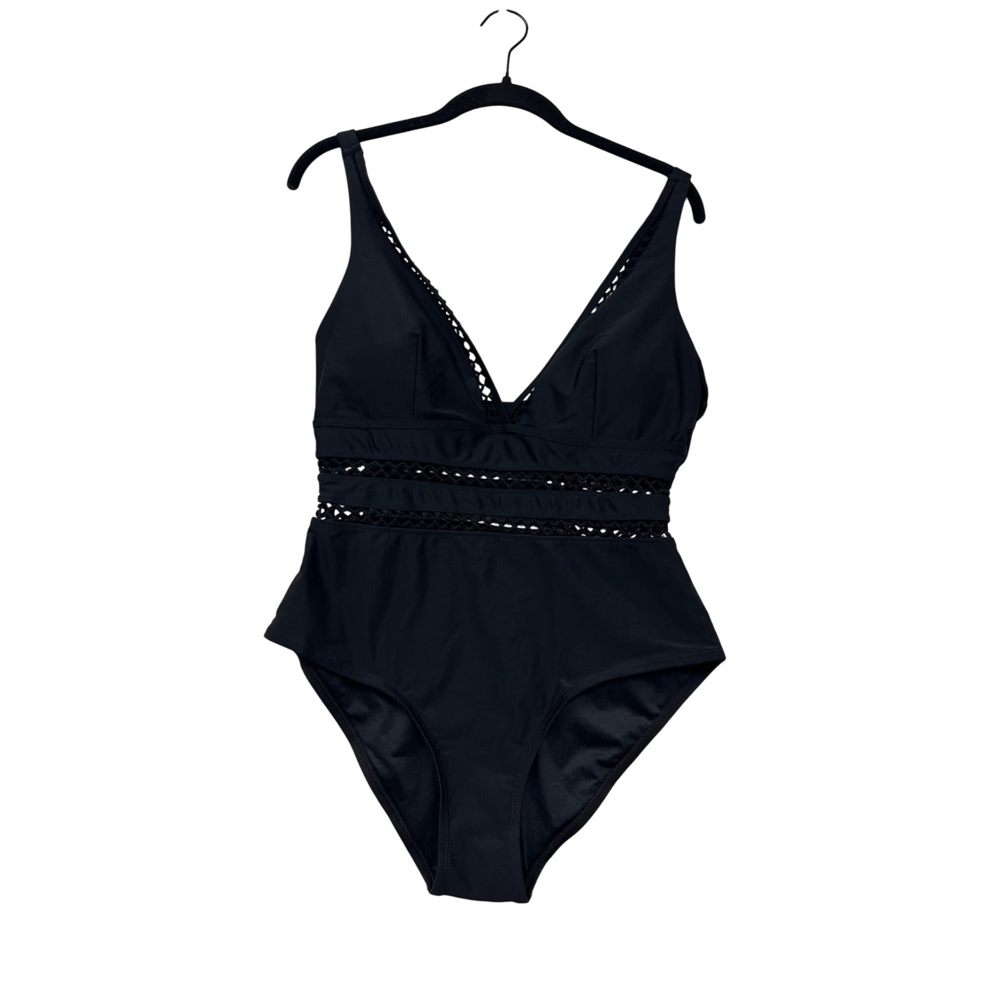 Black One-Piece Swimsuit With Lace Details Love My Curves Size 14W #8996