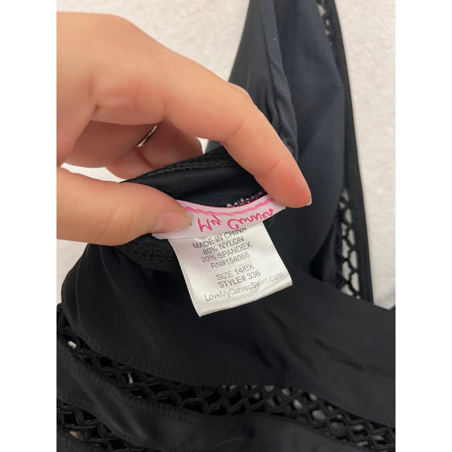 Black One-Piece Swimsuit With Lace Details Love My Curves Size 14W #8996