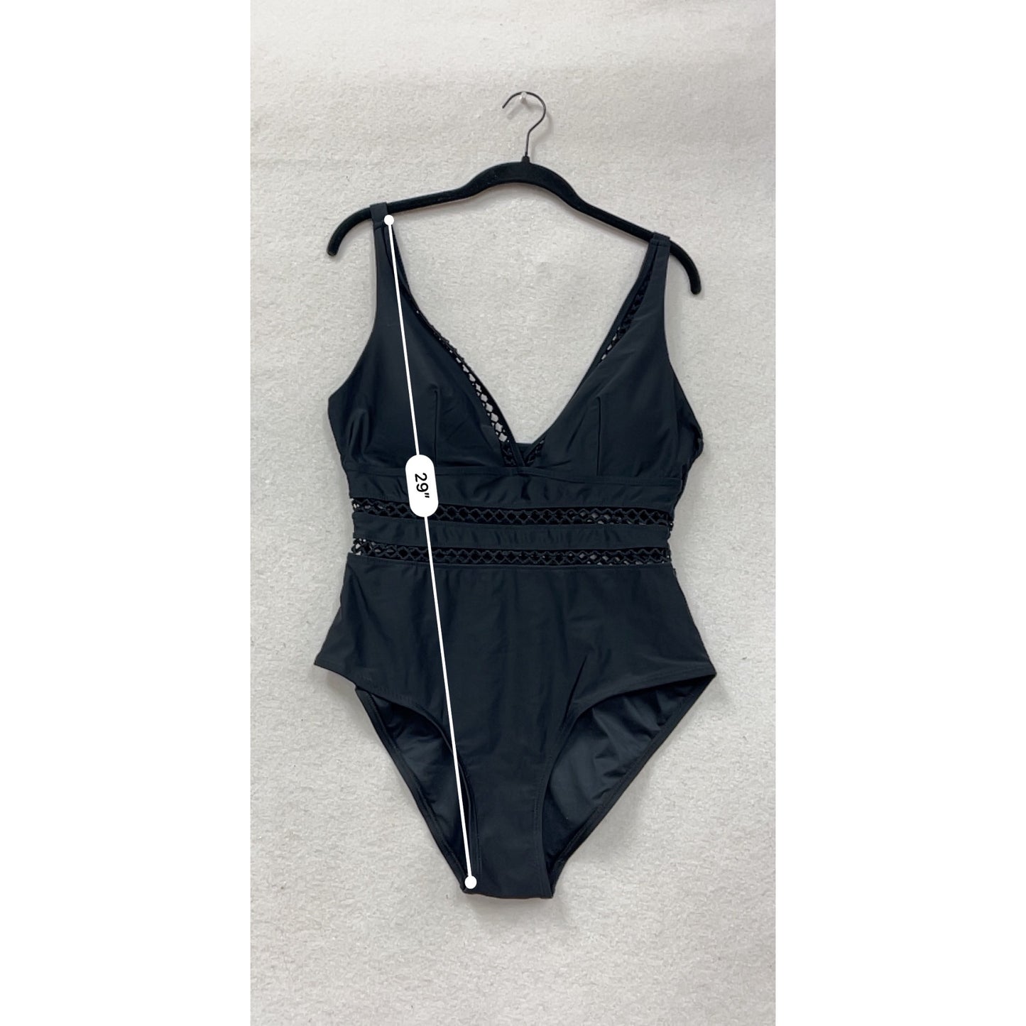 Black One-Piece Swimsuit With Lace Details Love My Curves Size 14W #8996