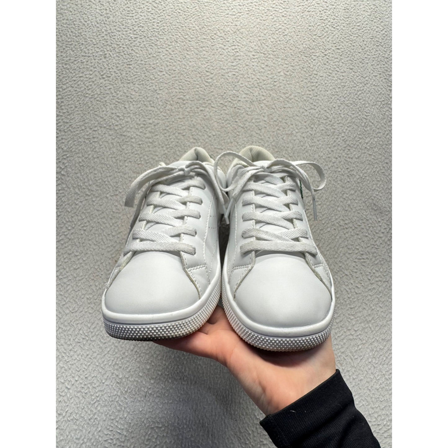 Tretorn White Sneakers With Green Accents Lace-Up Size 9 Pre-Owned #9792