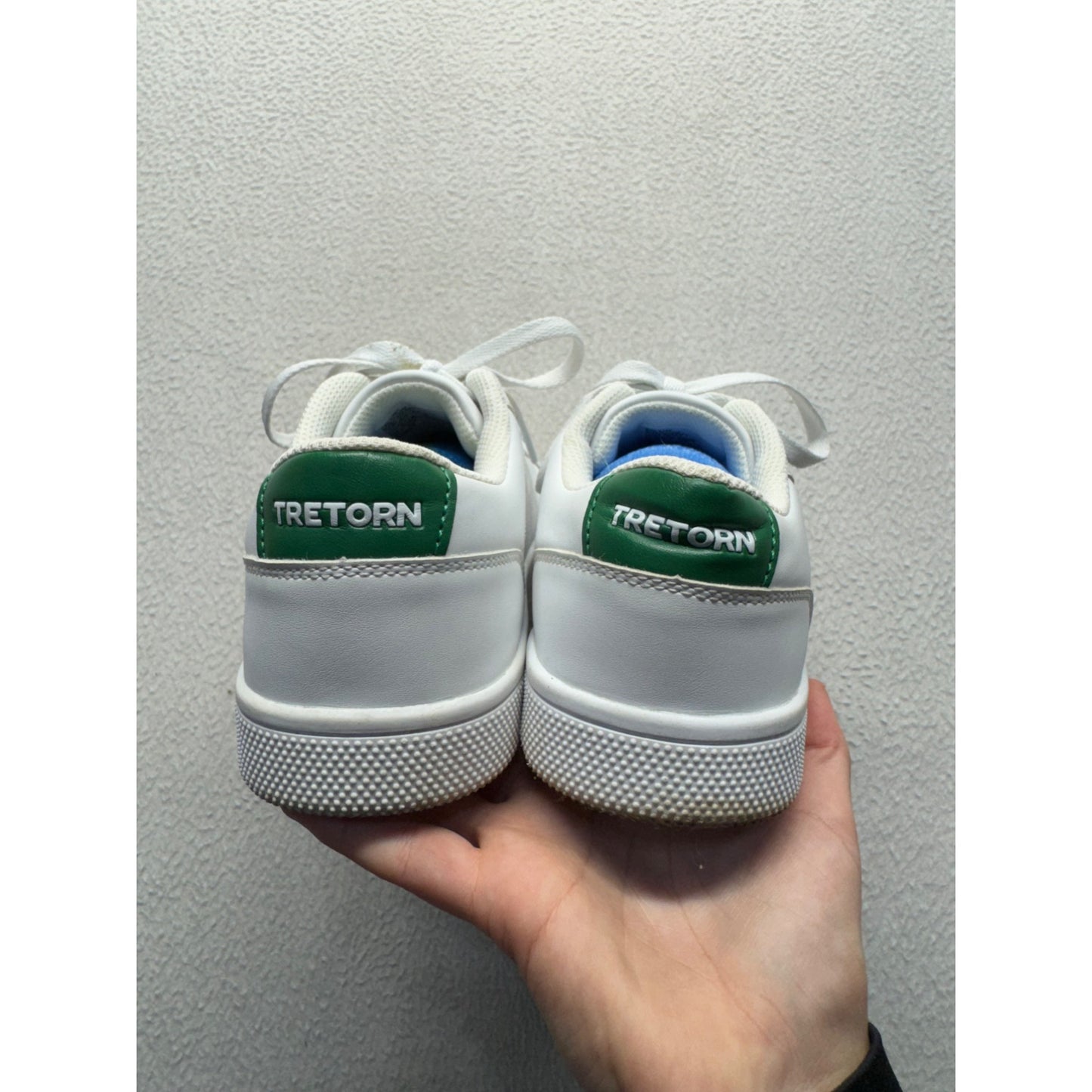 Tretorn White Sneakers With Green Accents Lace-Up Size 9 Pre-Owned #9792