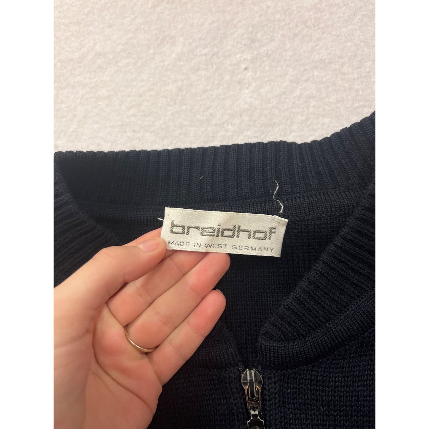 Vintage Breidhof Mens Black Full-Zip Sweater Jacket 2XL Made In West Germany #6578