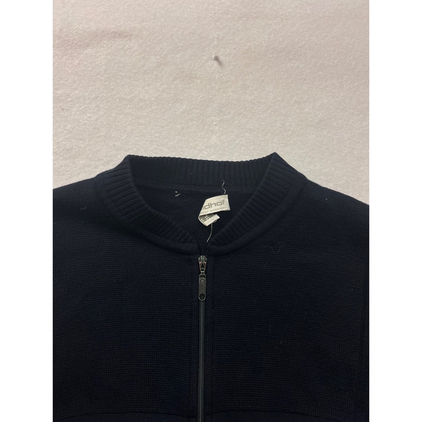 Vintage Breidhof Mens Black Full-Zip Sweater Jacket 2XL Made In West Germany #6578