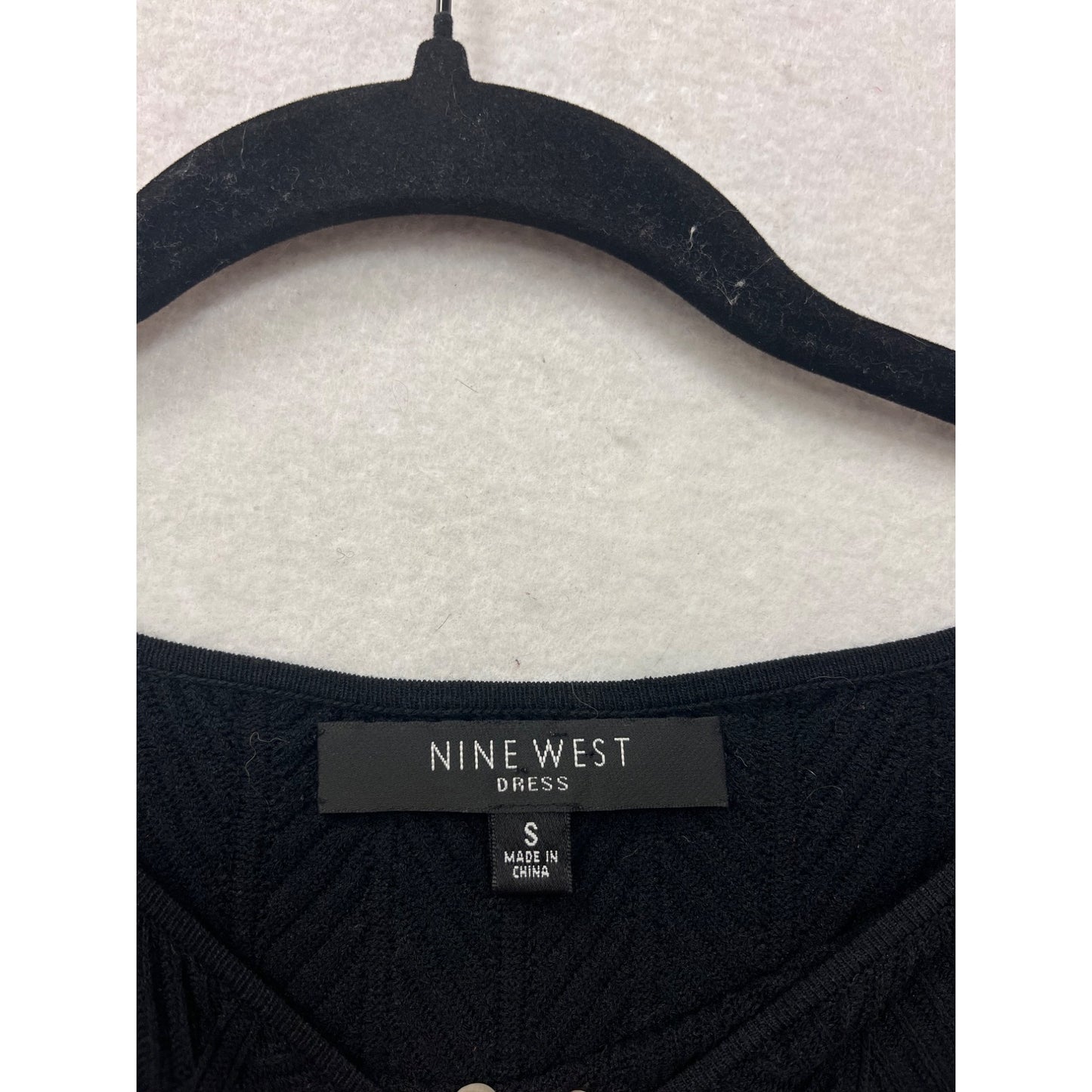 Nine West Womens Black Knit Dress W/ Chevron Stripe Details 3/4 Sleeves Small #62A