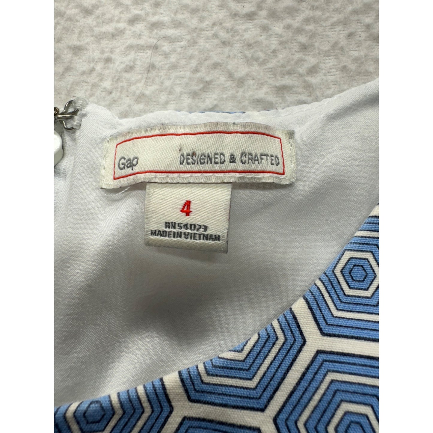 Gap Blue Hexagonal Print Sleeveless Dress Size 4 With Pockets #9139