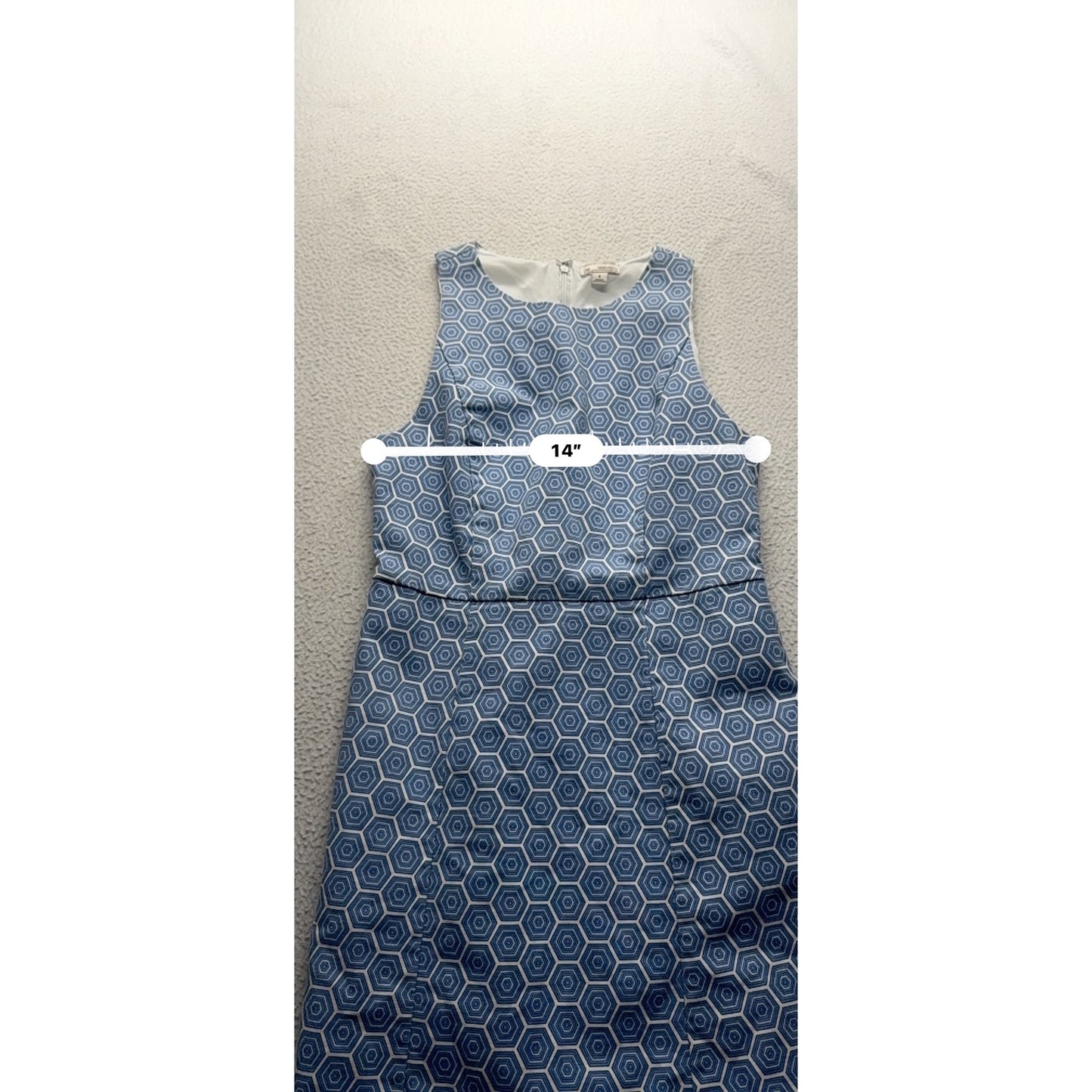 Gap Blue Hexagonal Print Sleeveless Dress Size 4 With Pockets #9139