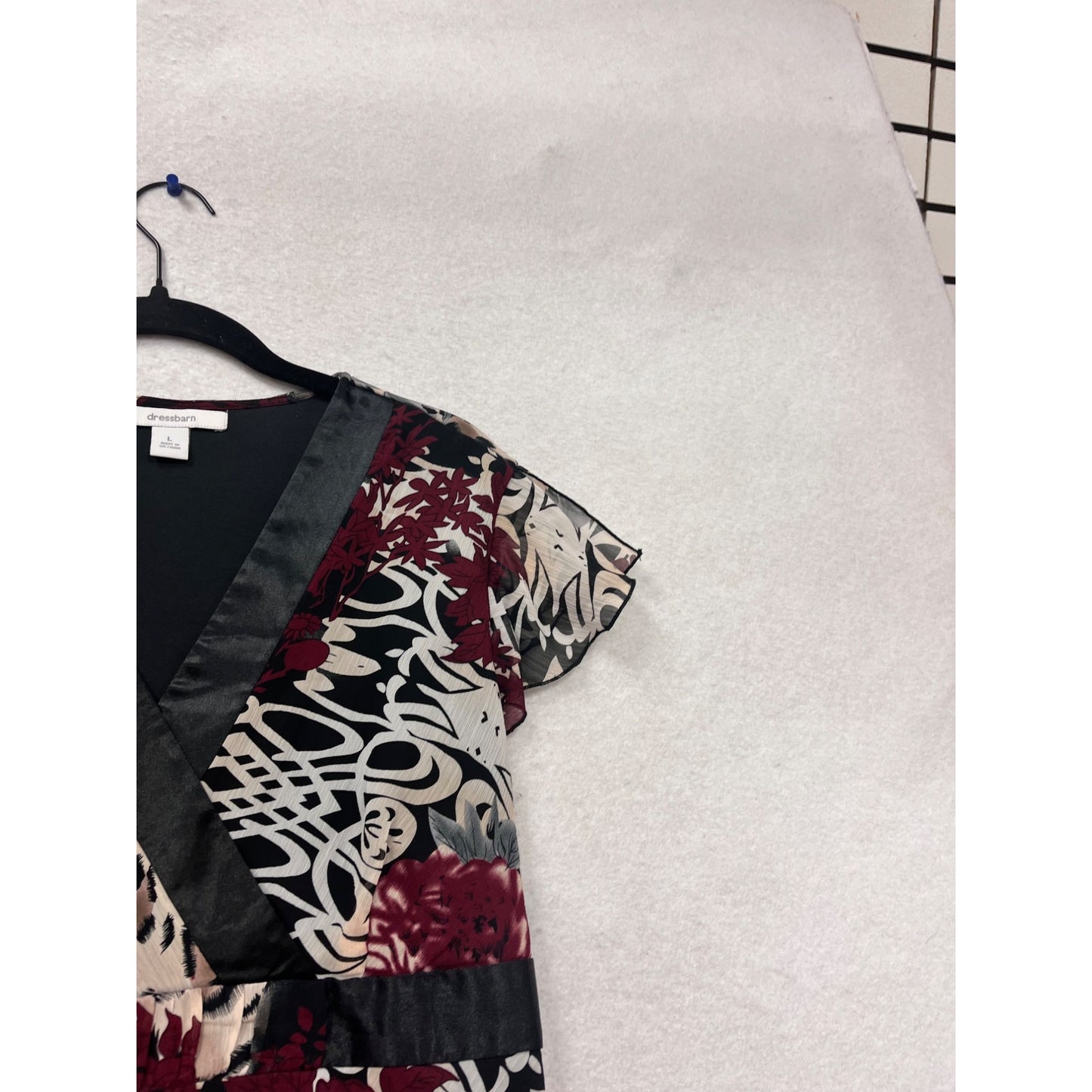 Dressbarn  Floral & Animal Print V-Neck Dress Size L #694A