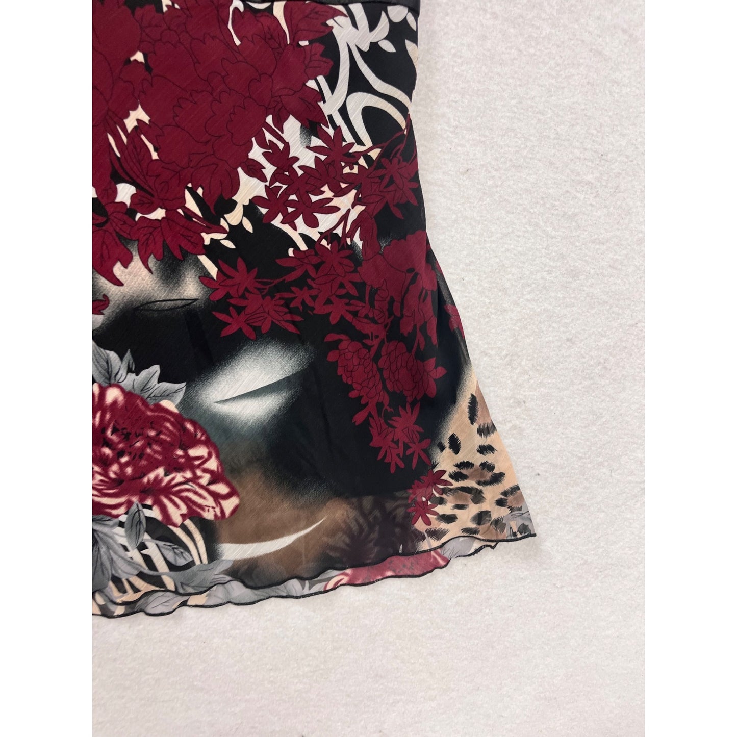 Dressbarn  Floral & Animal Print V-Neck Dress Size L #694A