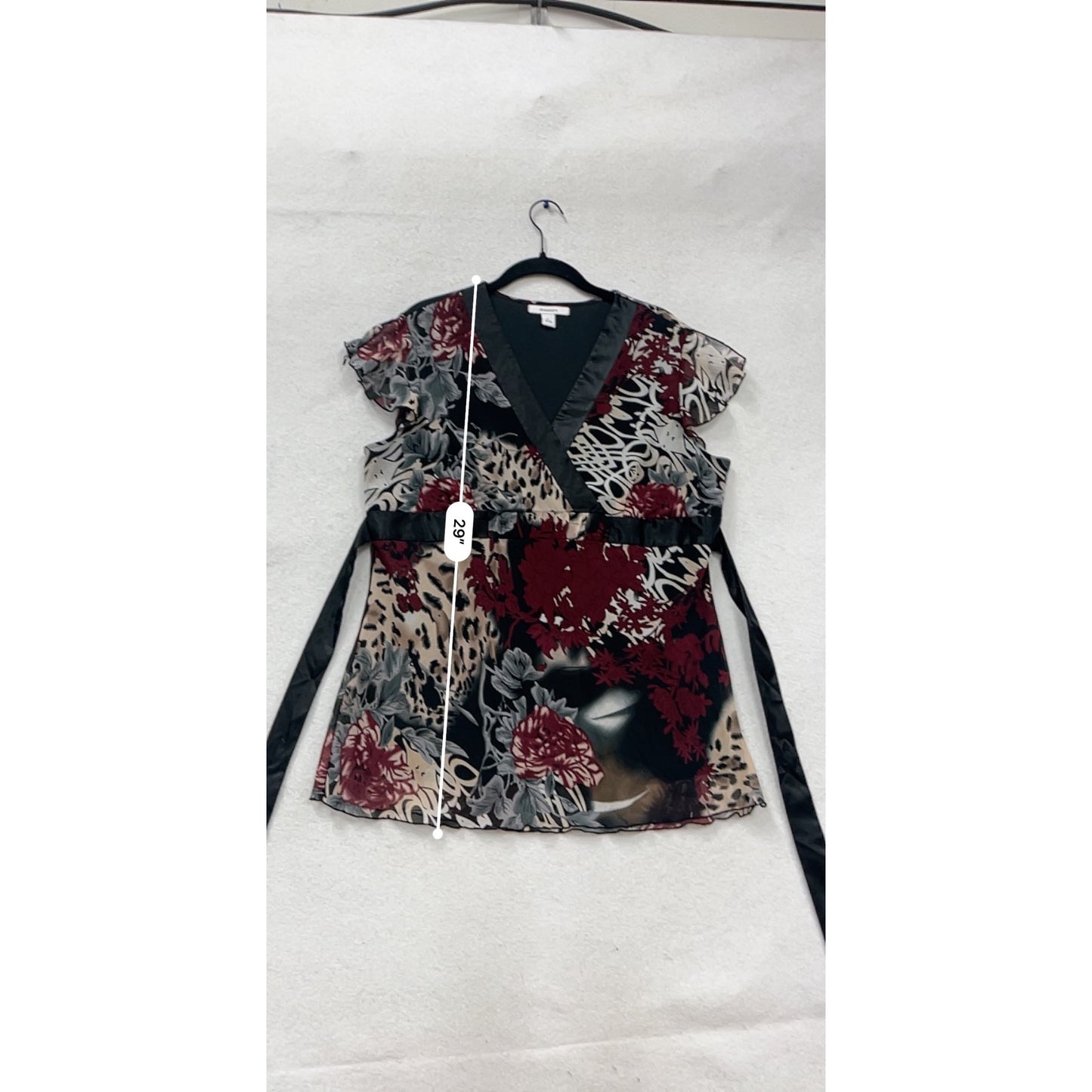 Dressbarn  Floral & Animal Print V-Neck Dress Size L #694A