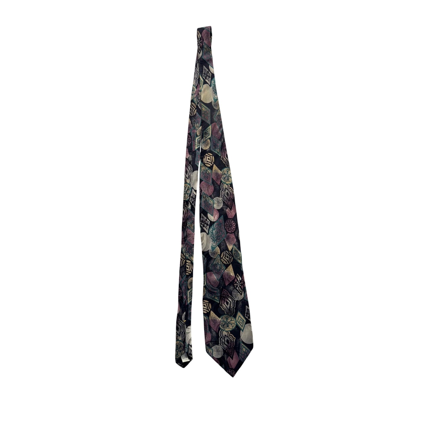 Je Suis Abstract Pattern Silk Necktie Made In USA Multicolor 27.5 Inches #9611