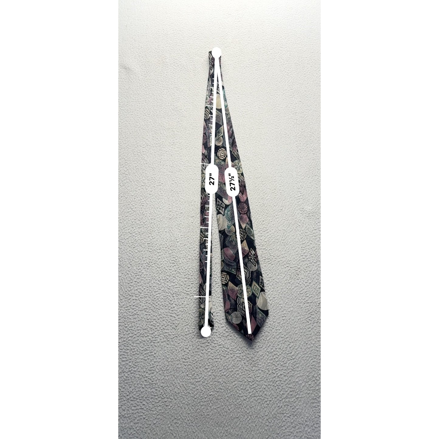 Je Suis Abstract Pattern Silk Necktie Made In USA Multicolor 27.5 Inches #9611