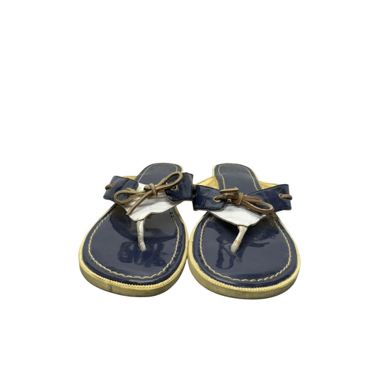 Sperry Top-Sider Womens Flip Flop Sandals Size 6M Blue & Gold #9023