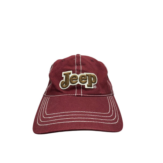 Jeep Red Adjustable Baseball Cap With Embroidered Logo #9697