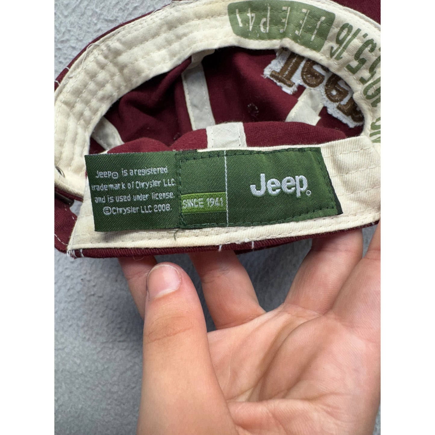 Jeep Red Adjustable Baseball Cap With Embroidered Logo #9697