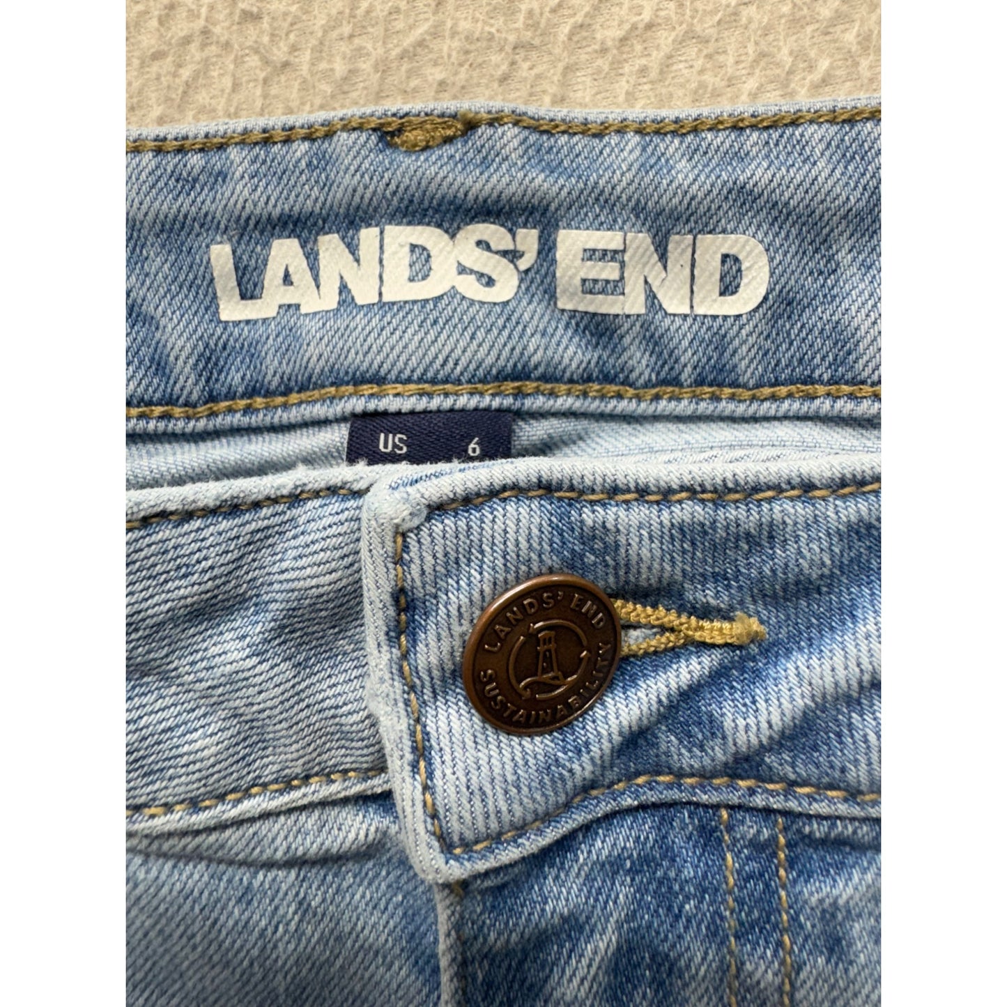 Lands' End Tall Straight Leg Jeans Size 6 Light Wash Cotton Blend #320B