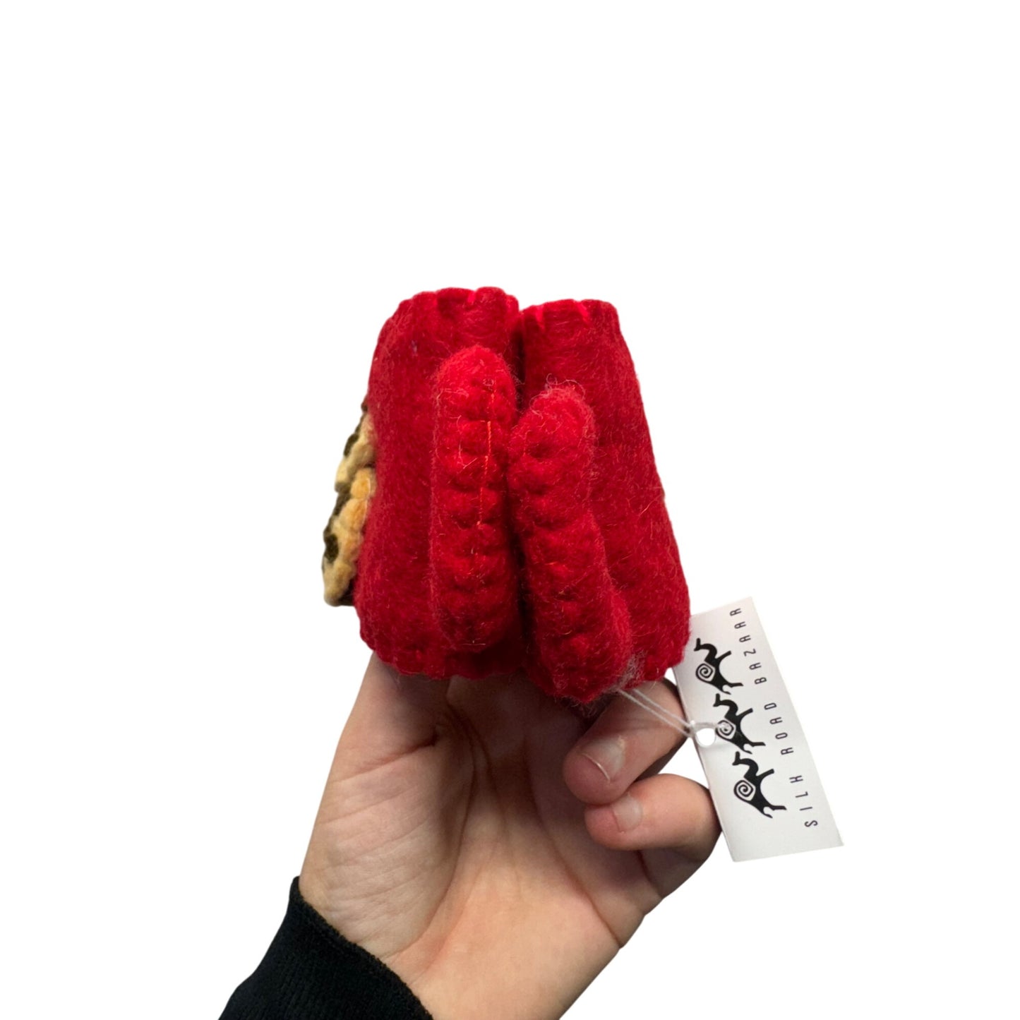 Handcrafted Baby Booties Red & Polka Dot Cookie Design Soft Felt Wool #408B