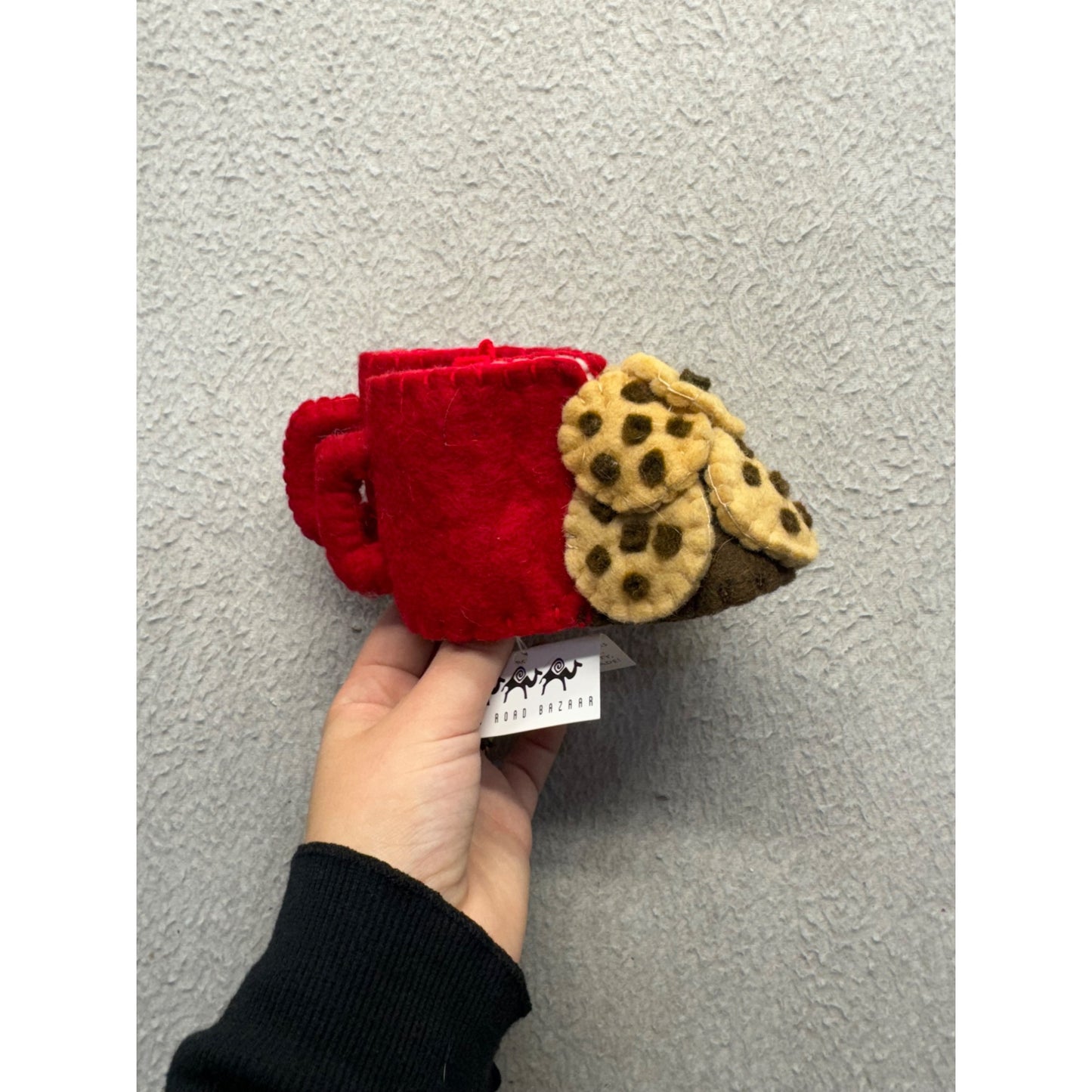 Handcrafted Baby Booties Red & Polka Dot Cookie Design Soft Felt Wool #408B