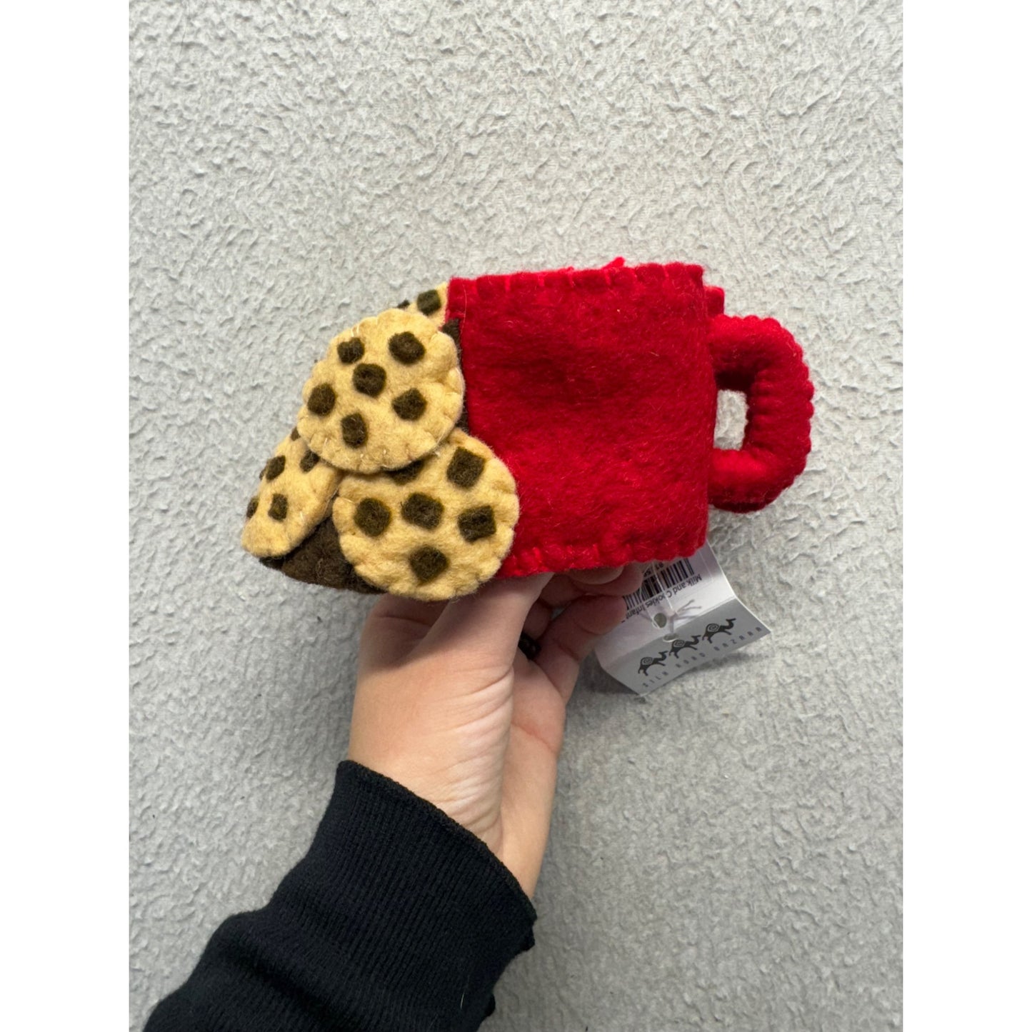 Handcrafted Baby Booties Red & Polka Dot Cookie Design Soft Felt Wool #408B
