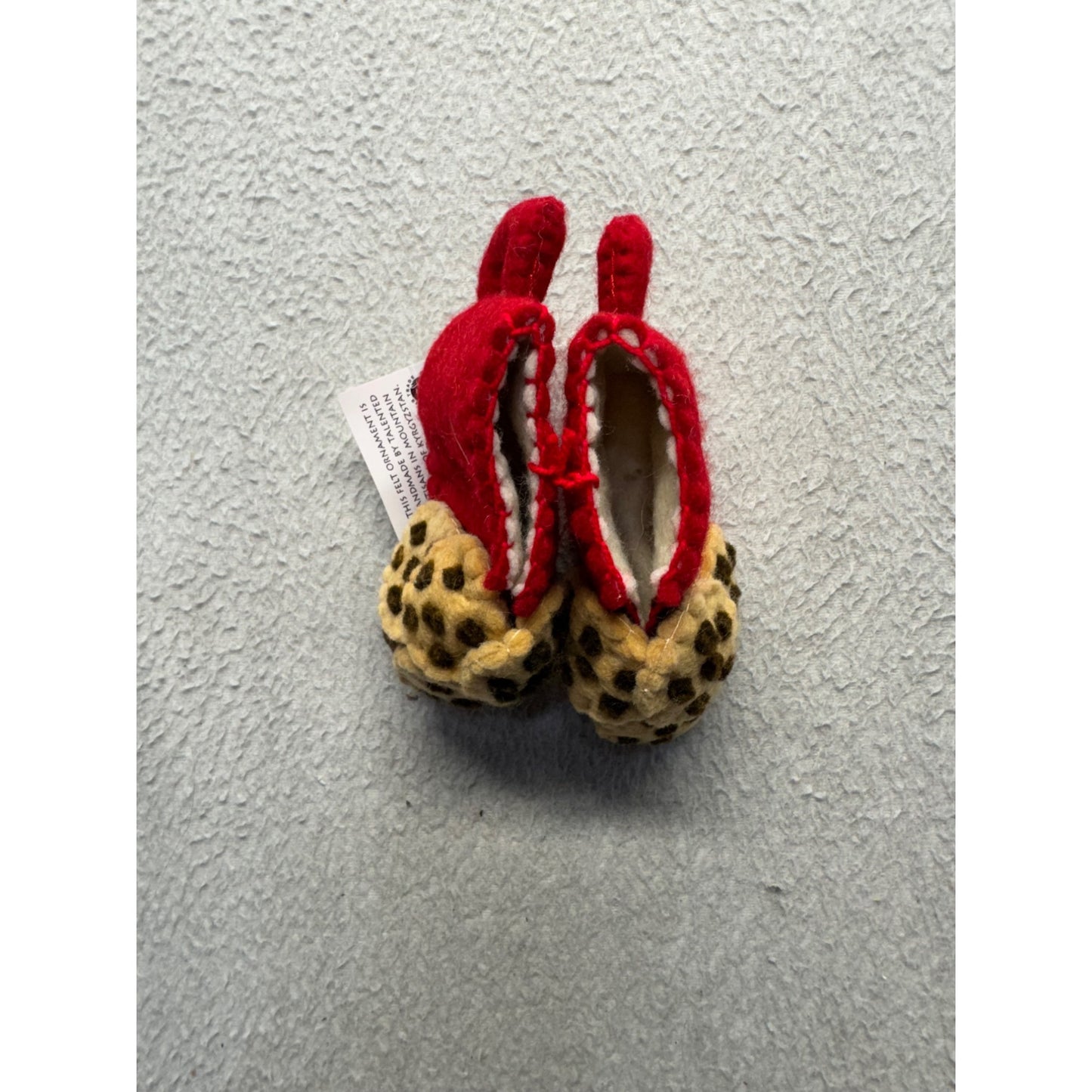Handcrafted Baby Booties Red & Polka Dot Cookie Design Soft Felt Wool #408B