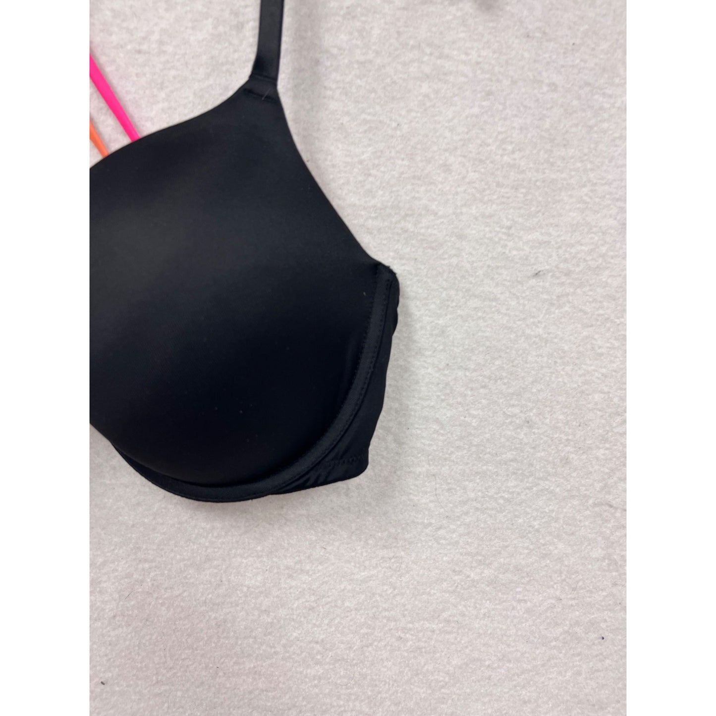 Pink By Victorias Secret Black 36D Push-Up Bra With Rainbow Straps #8746