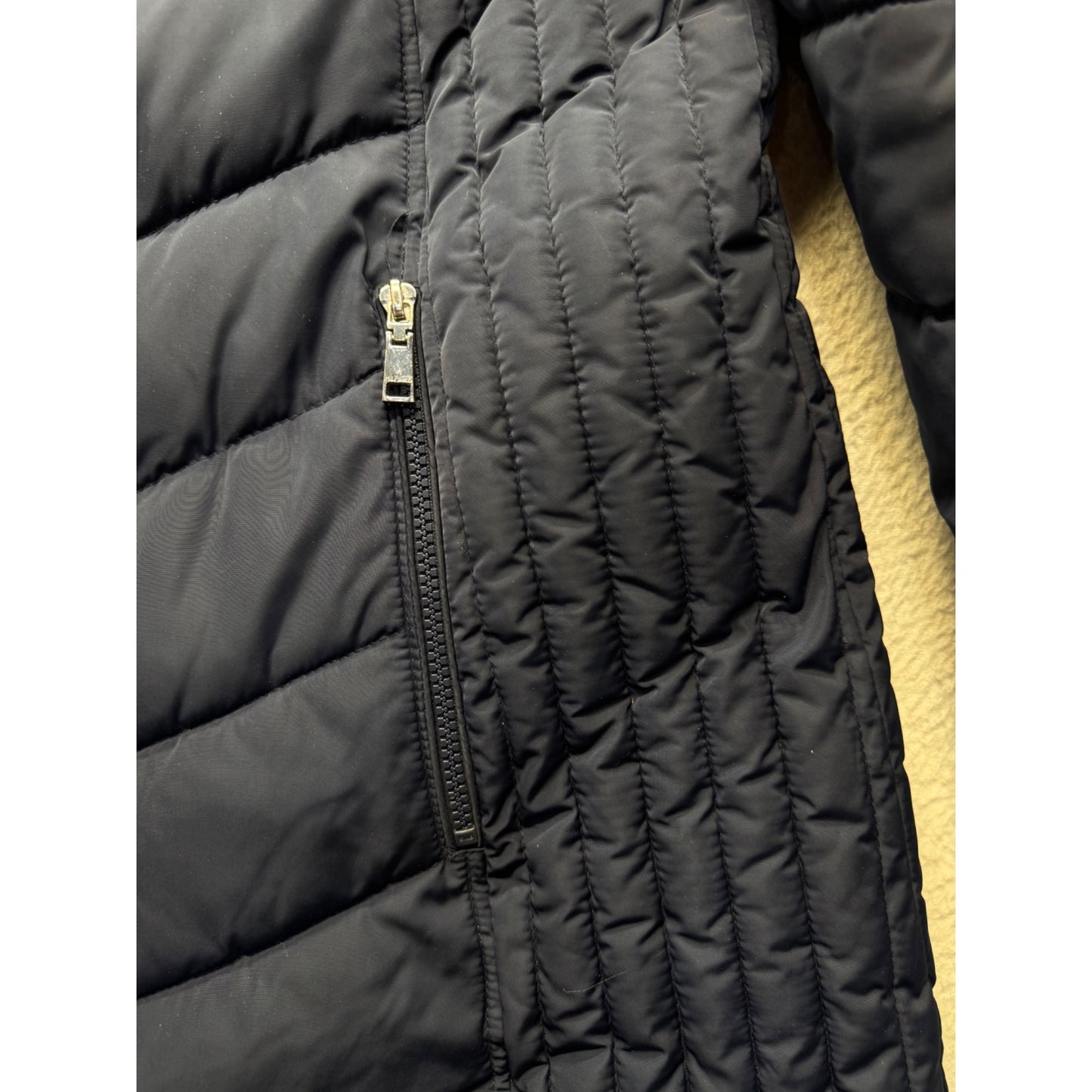 Tommy Hilfiger Navy Hooded Quilted Puffer Coat With Zip Pockets Size M #130B