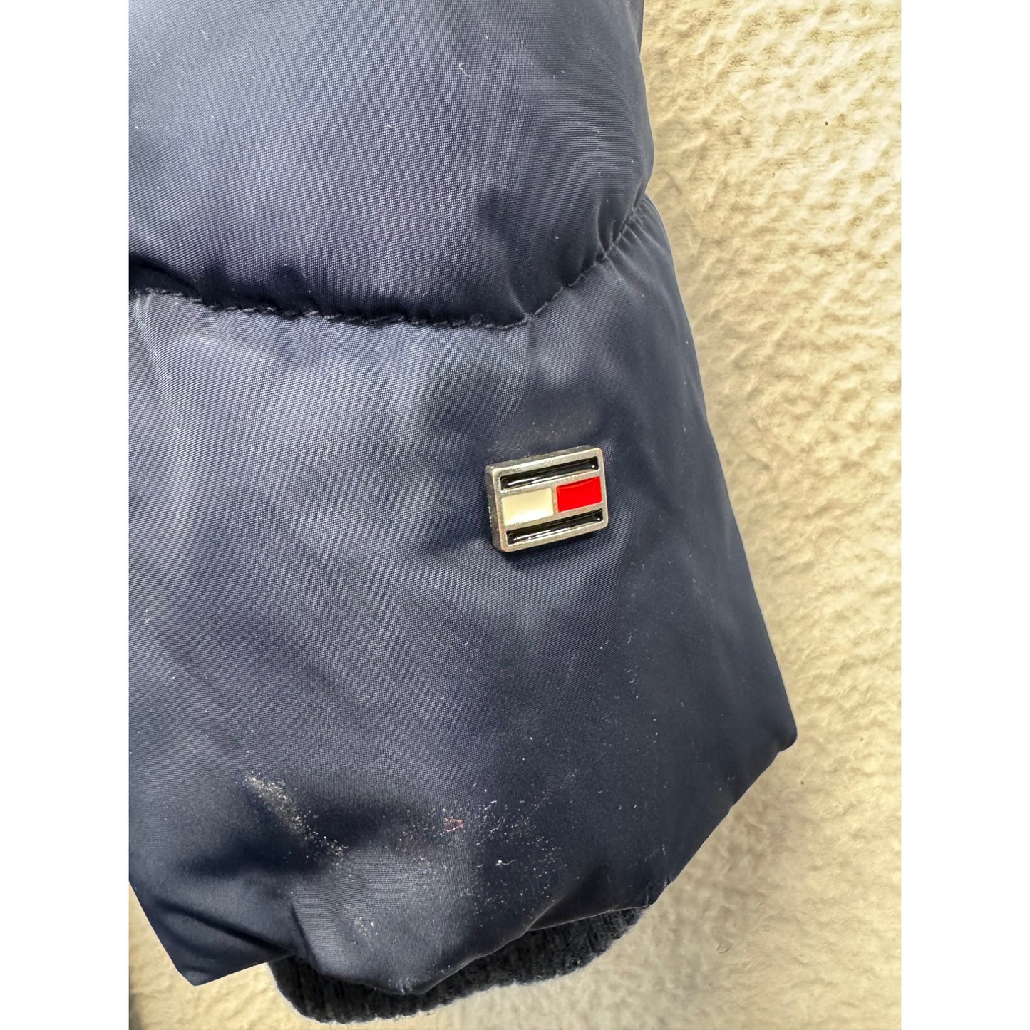 Tommy Hilfiger Navy Hooded Quilted Puffer Coat With Zip Pockets Size M #130B