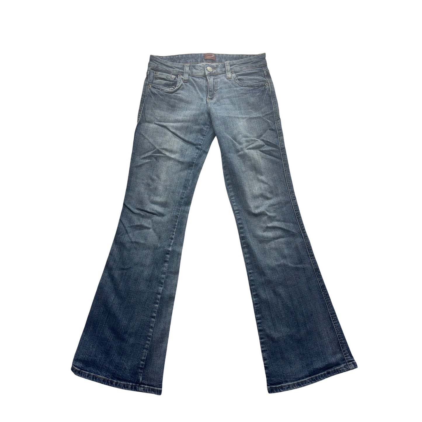 Underground Soul Flare-Leg Jeans Size 5 Medium Wash Embroidered pockets #17B