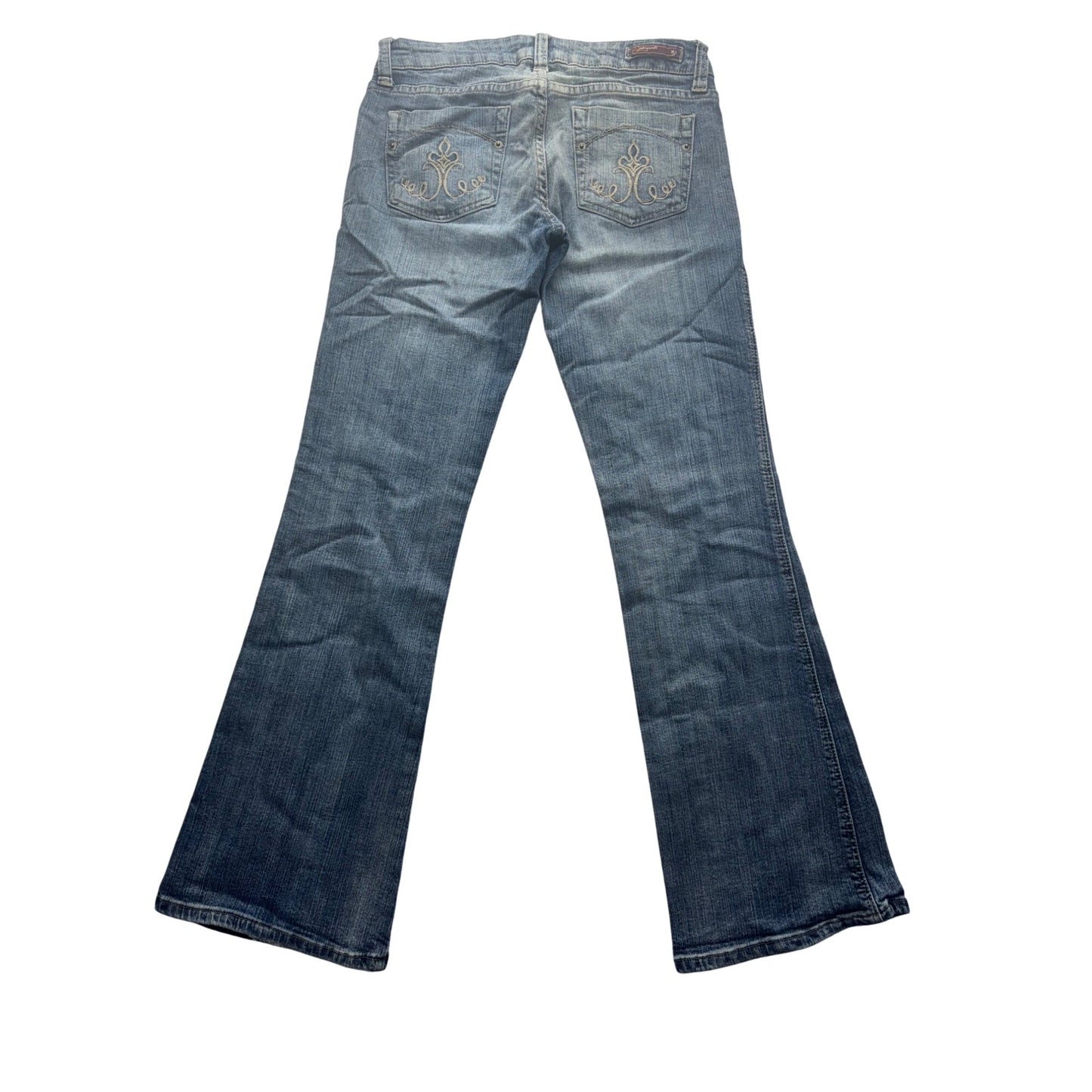 Underground Soul Flare-Leg Jeans Size 5 Medium Wash Embroidered pockets #17B