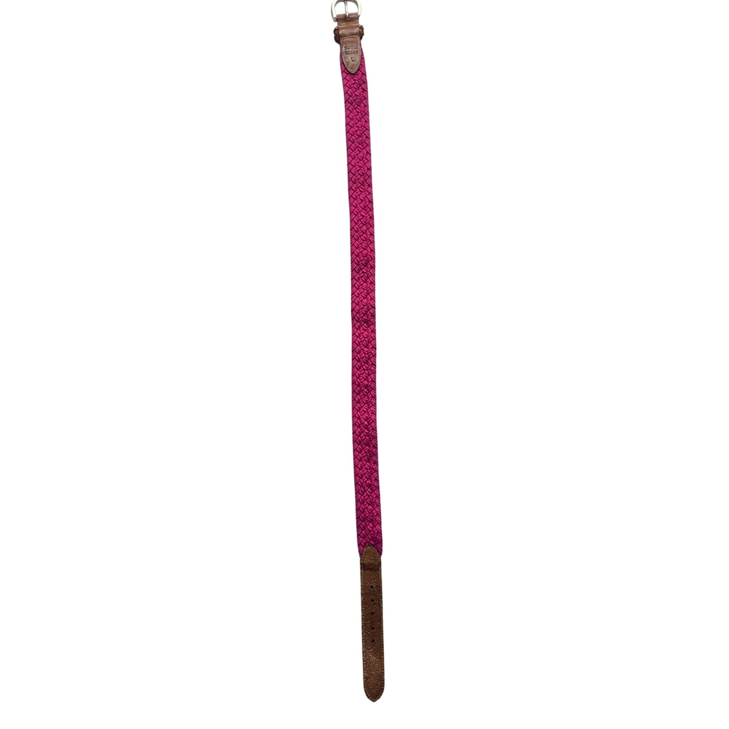 Eddie Bauer Woven Pink Braided Belt With Brown Leather Accents #9893