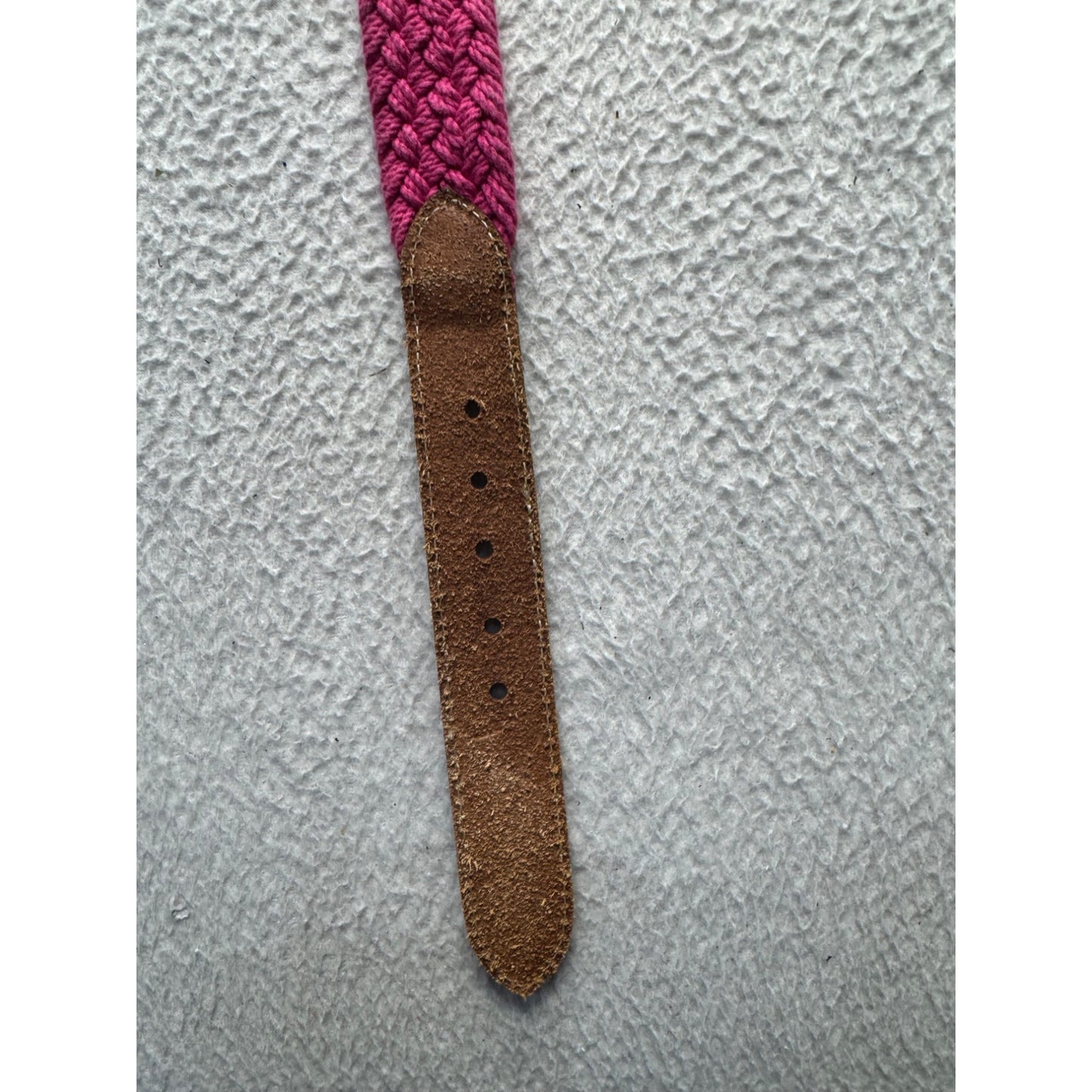 Eddie Bauer Woven Pink Braided Belt With Brown Leather Accents #9893