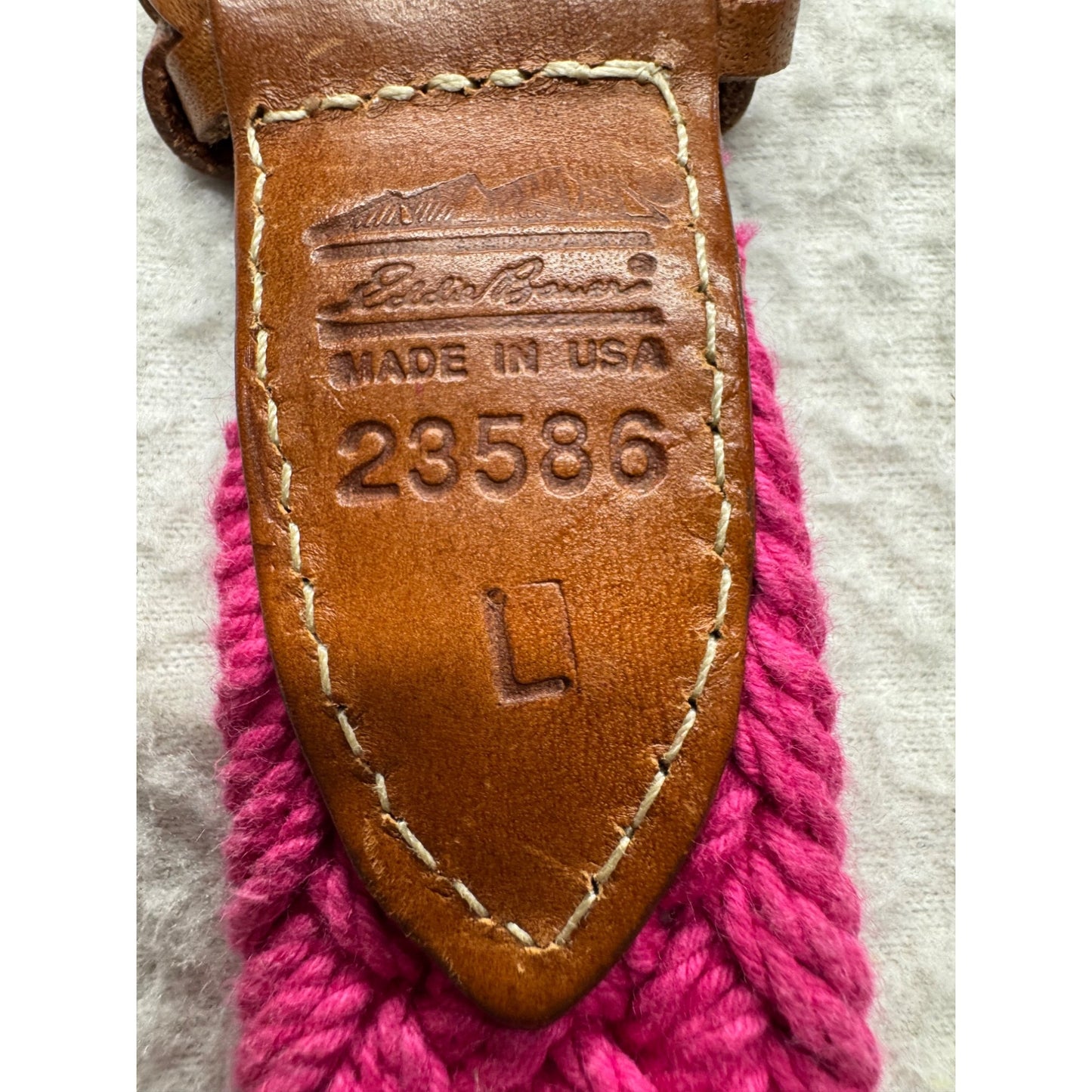 Eddie Bauer Woven Pink Braided Belt With Brown Leather Accents #9893