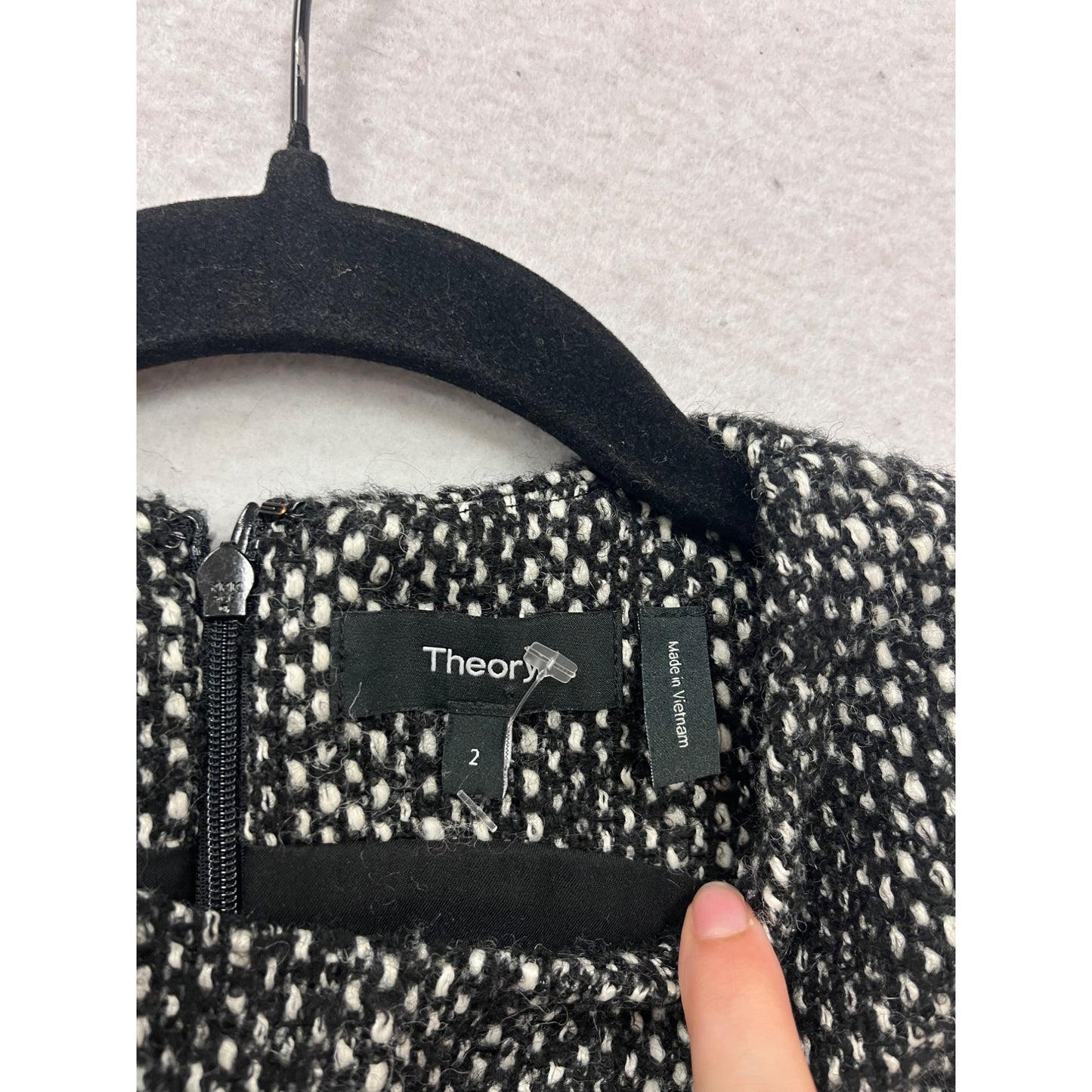 Theory Sleeveless Tweed Dress Size 2 Black & White Wool #499A