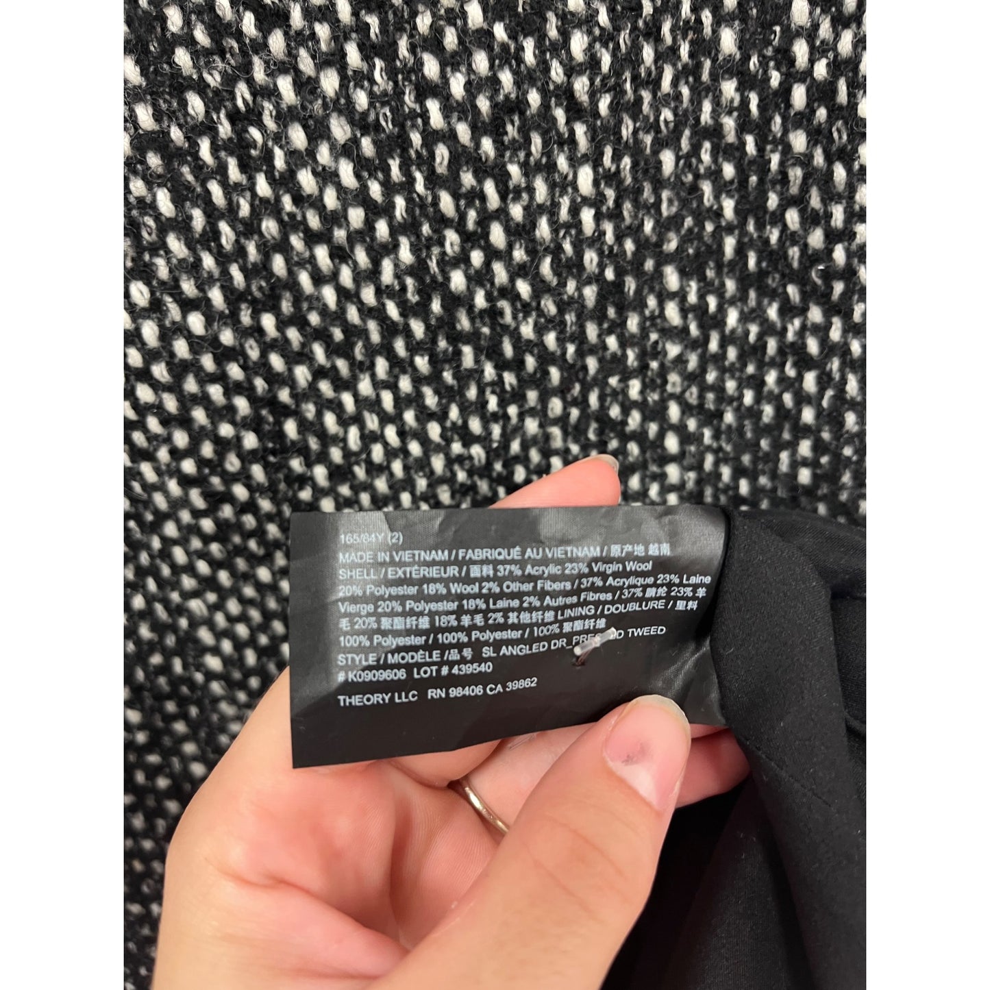 Theory Sleeveless Tweed Dress Size 2 Black & White Wool #499A