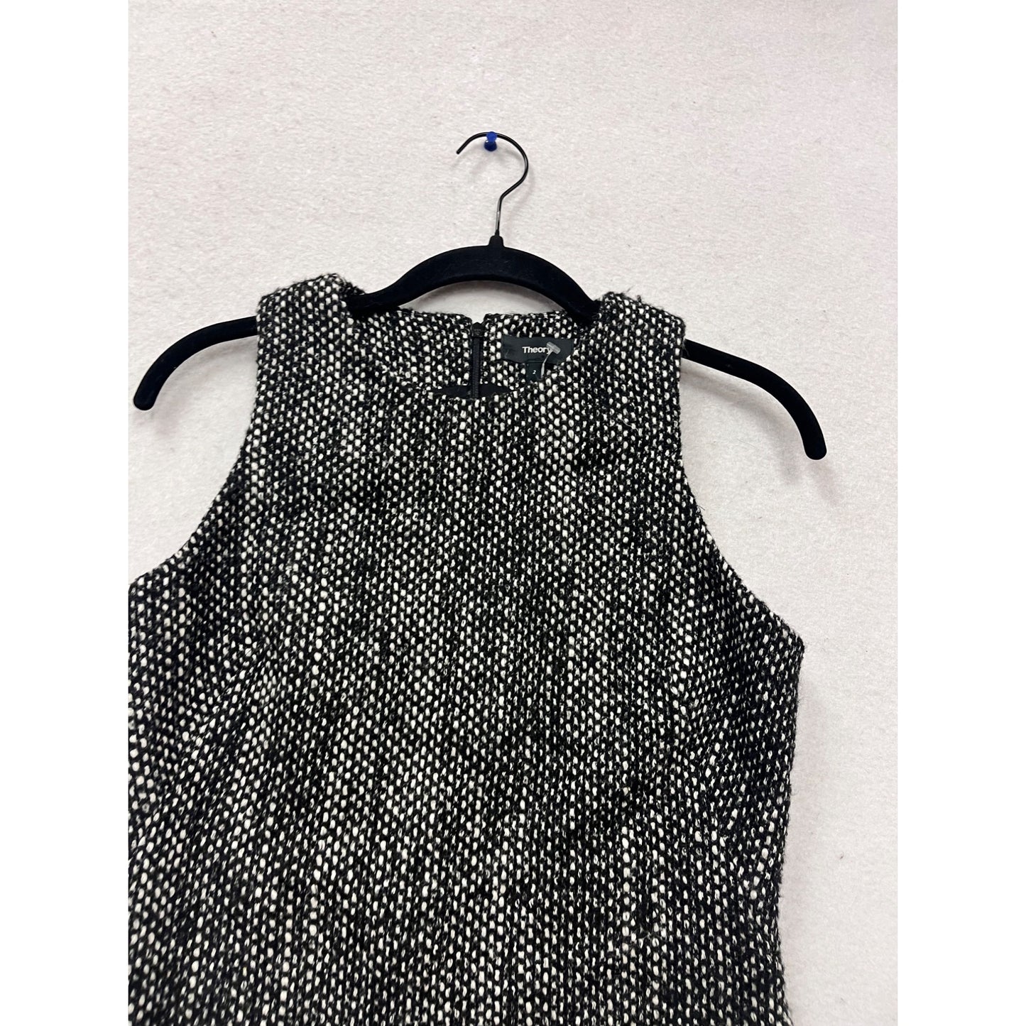 Theory Sleeveless Tweed Dress Size 2 Black & White Wool #499A